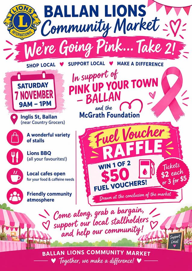 Ballan Lions Community Market – Going Pink… Take 2!