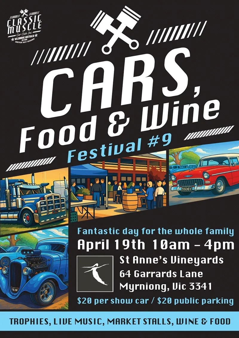 Cars, Food and Wine Festival 2026 at St Anne's Winery