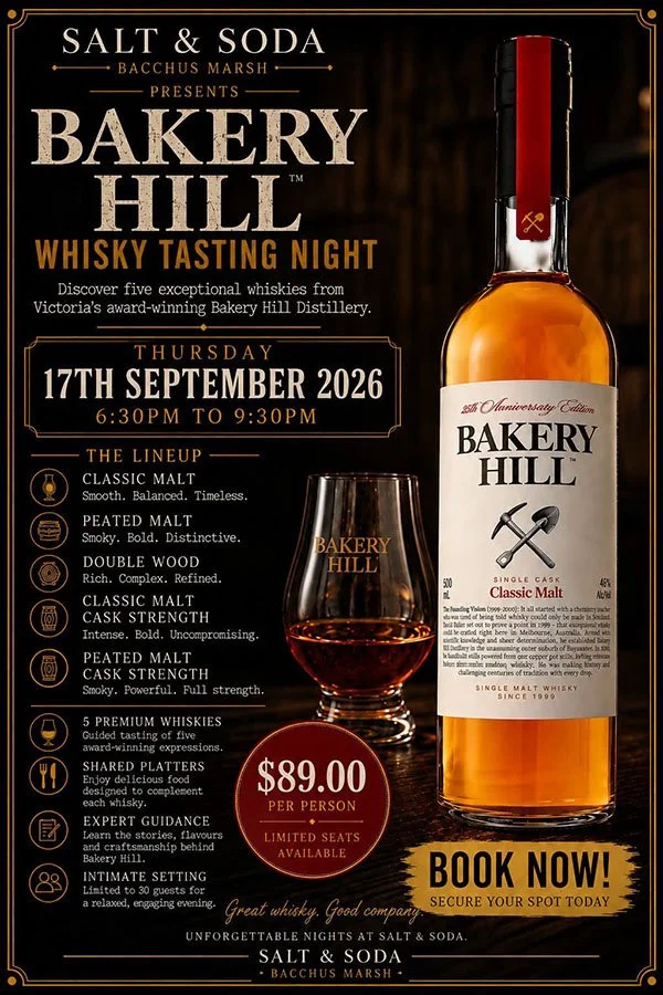 Bakery Hill Whisky Tasting Night at Salt & Soda