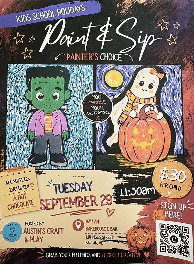 Kids School Holiday Paint & Sip at Ballan Bakehouse & Bar