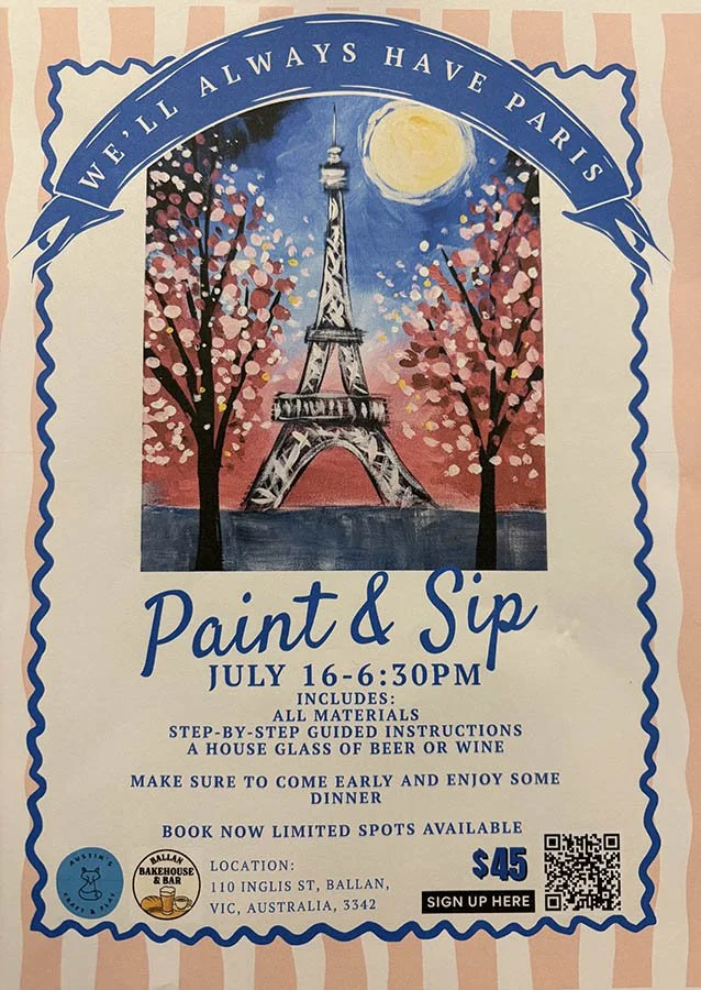 Paint and Sip at Ballan Bakehouse & Bar