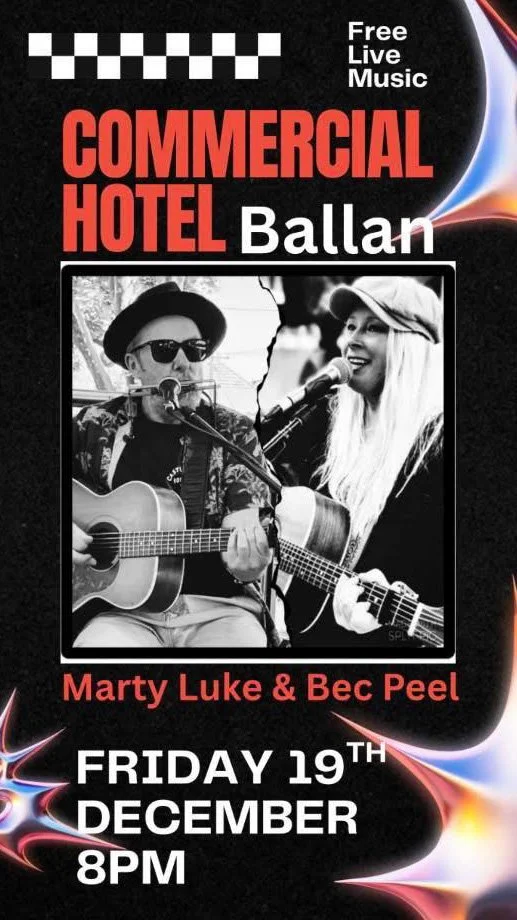 Marty Luke and Bec Peel at the Commercial Hotel, Ballan