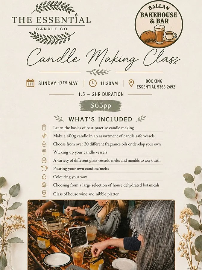 Candle Making Class at Ballan Bakehouse and Bar