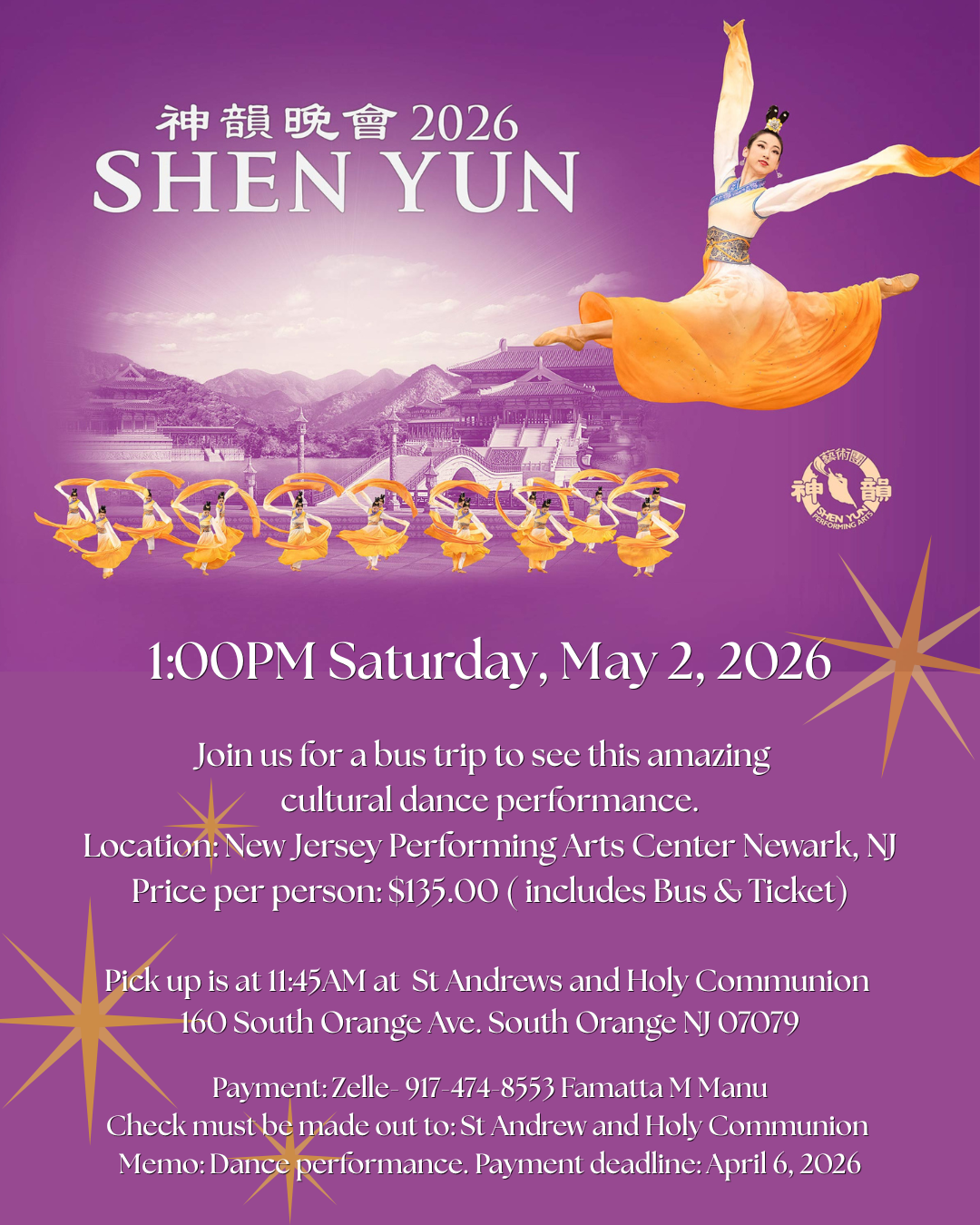 Parish trip to NJPAC for Shen Yun
