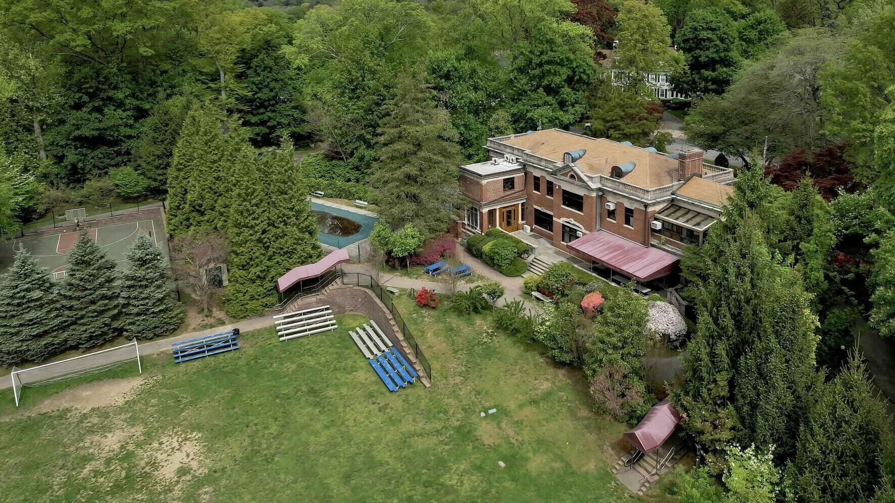An aerial view of main building. 