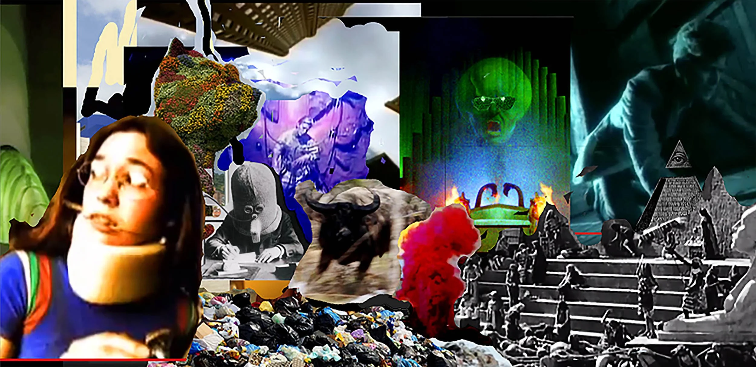 Gimme Shelter, 2024, digital collage.  Suggested listening - "Gimme Shelter" by The Rolling Stones.