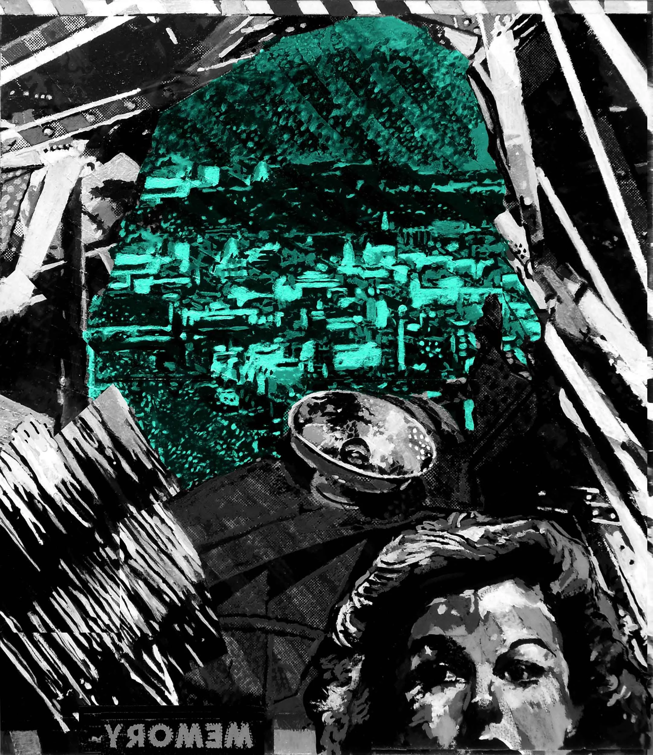 Memory, 2001, acrylic on cut paper, 14" x 11".