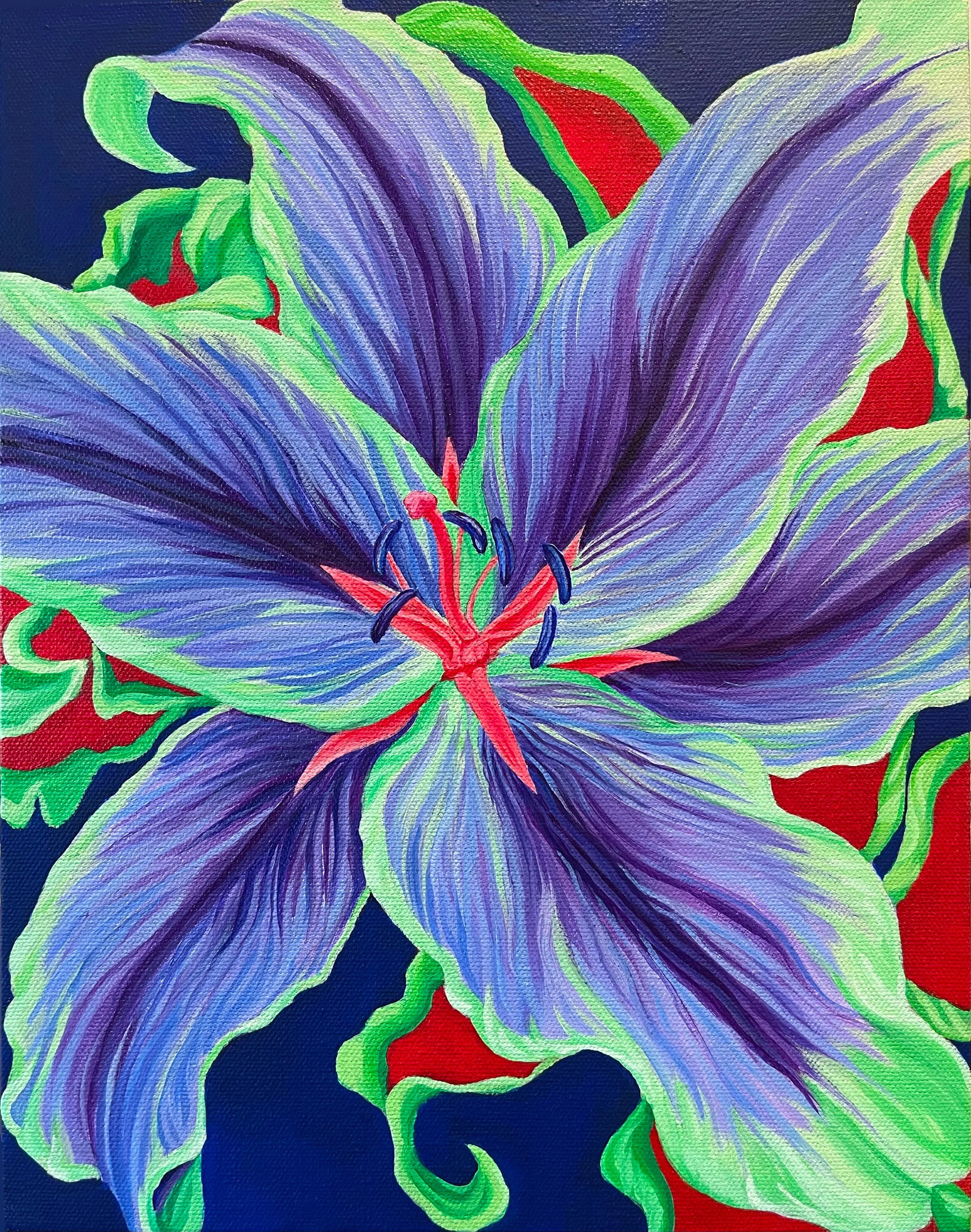 "Mandragora Lily," 2023. 11" x 14." Acrylic on canvas.