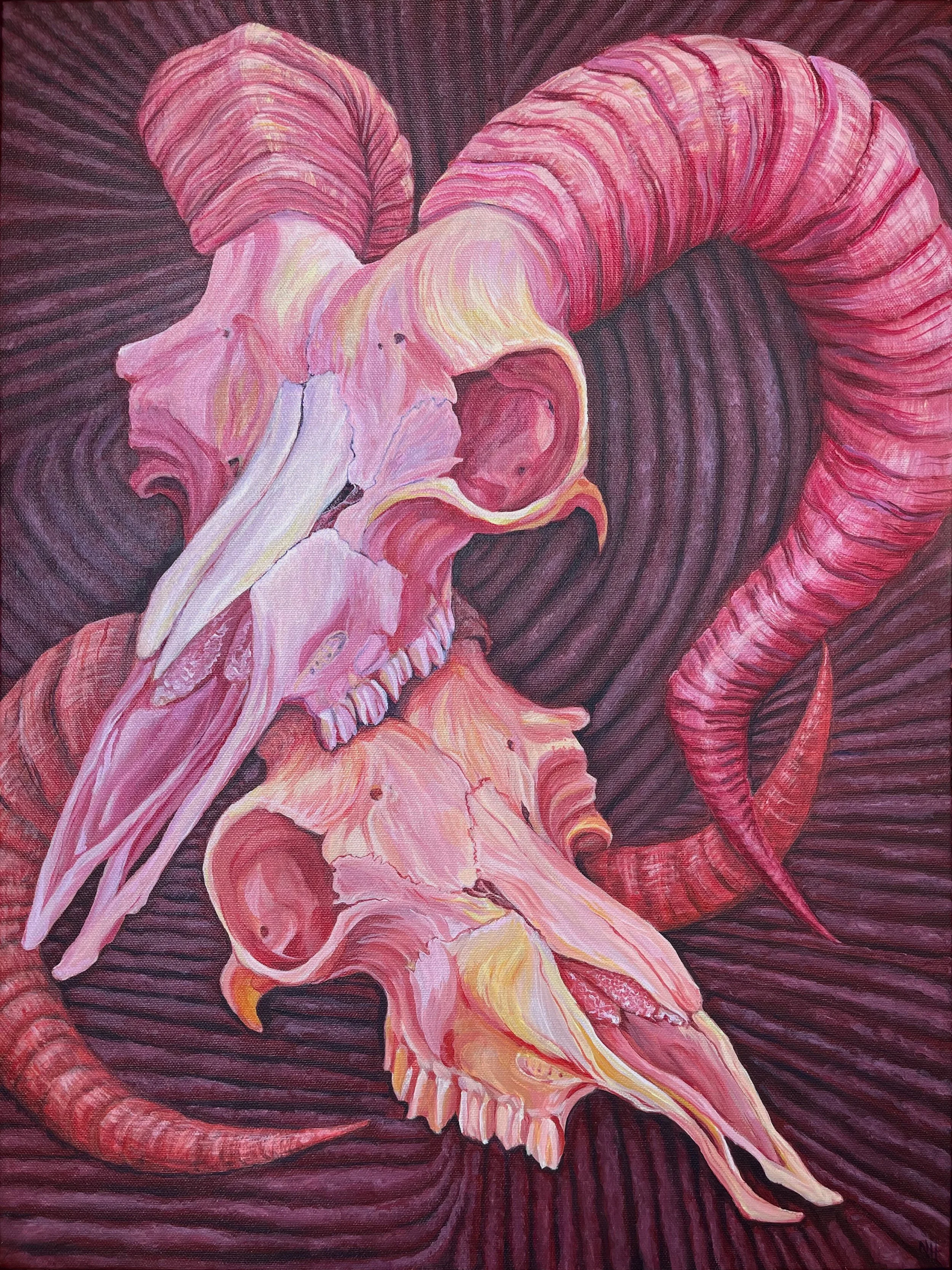 "Wounds Which Heal in Distaste," 2023. 18” x 24.” Acrylic on canvas.