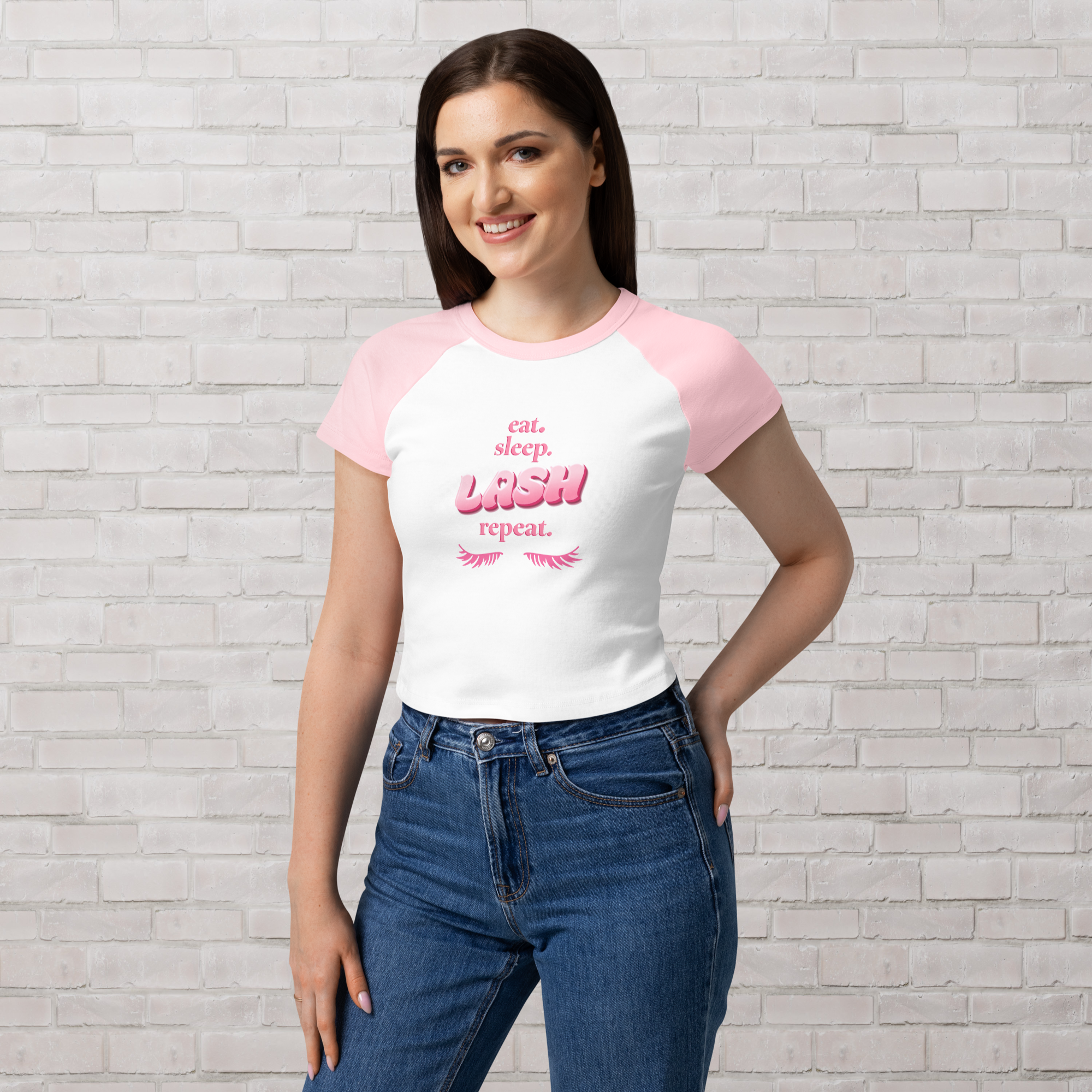 womens-micro-rib-raglan-baby-tee-white-pink-front-6a616f678e032.png