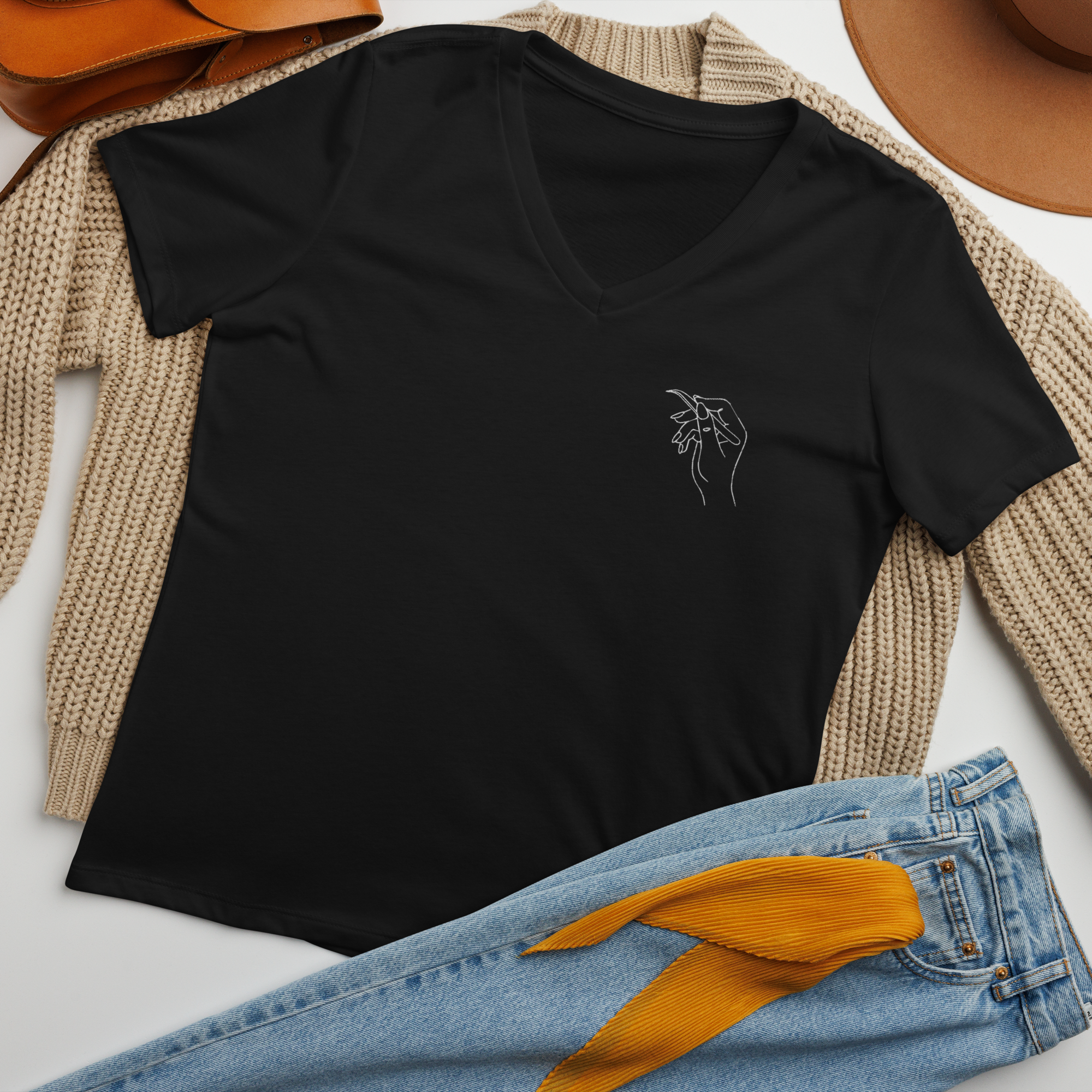 Bella Canvas | Lash Tech Embroidered V-Neck T-Shirt