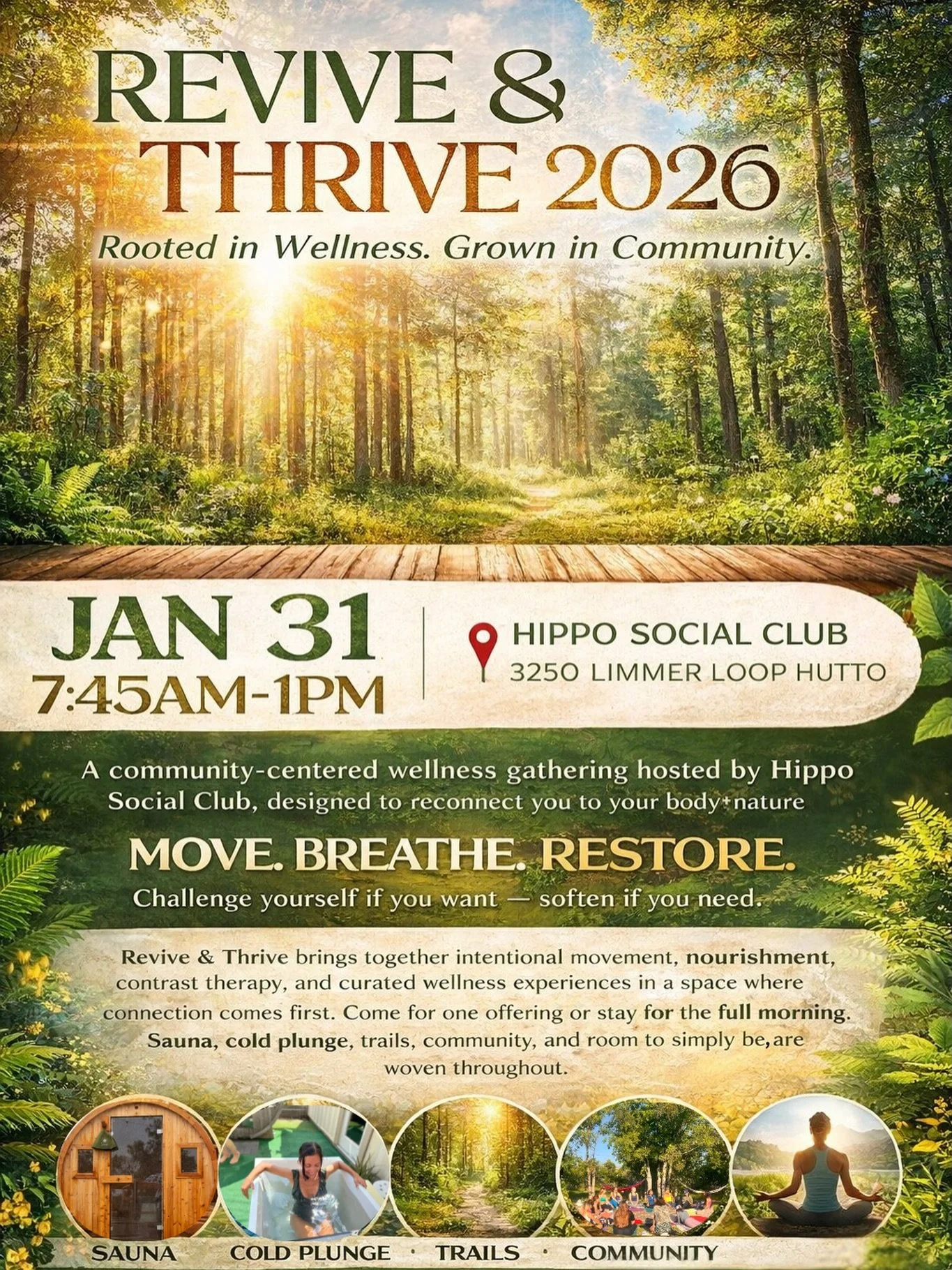 🌿Move, Breath. Restore. 
Your nervous system needs this 🔥 Digital Detox 😉
Register on the website: hipposocialclub.com