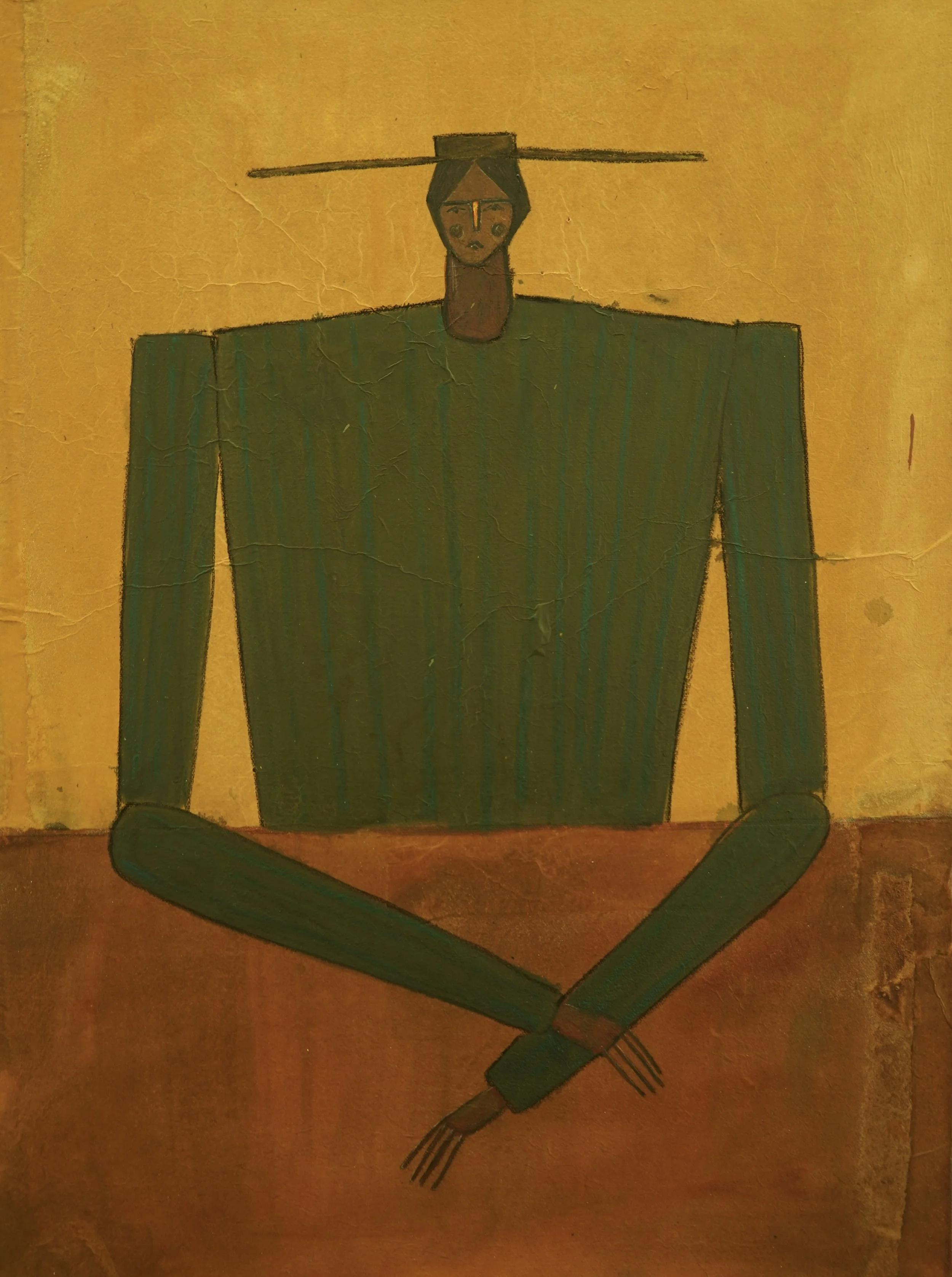 Revelado, 2025, Acrylic, Oil pastels and Paper on Canvas, 18"x24" (45.72 x 60.96cm)