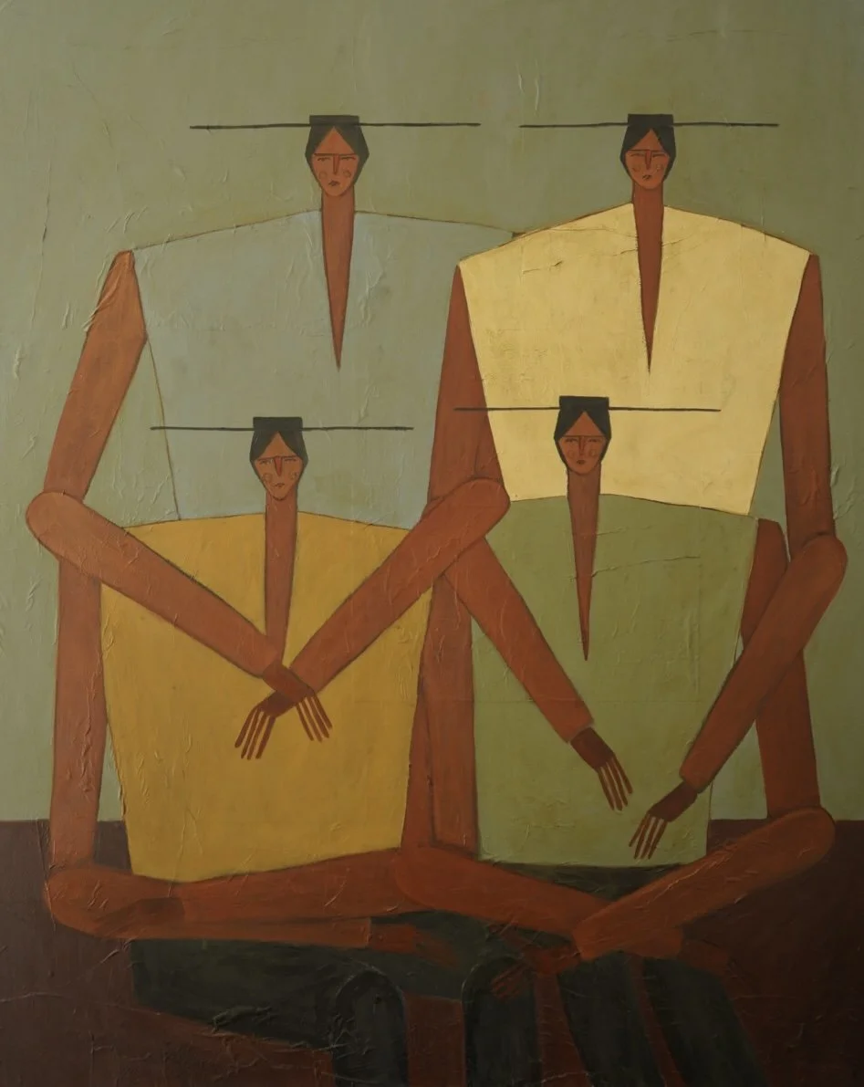 Lives Interlaced, 2025, Mixed Media on Canvas, 48"x60" (121.92 x 152.4cm)