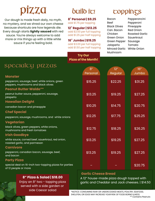 Cloverleaf Sports Bar & Grill Menu — Cloverleaf Sports Bar & Grill