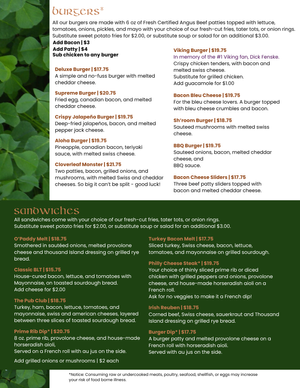 Cloverleaf Sports Bar & Grill Menu — Cloverleaf Sports Bar & Grill