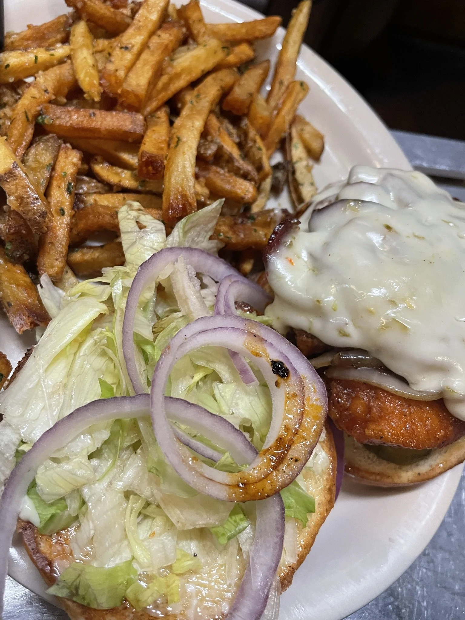 Cloverleaf Sports Bar & Grill Monster Burger and Fries2.jpeg