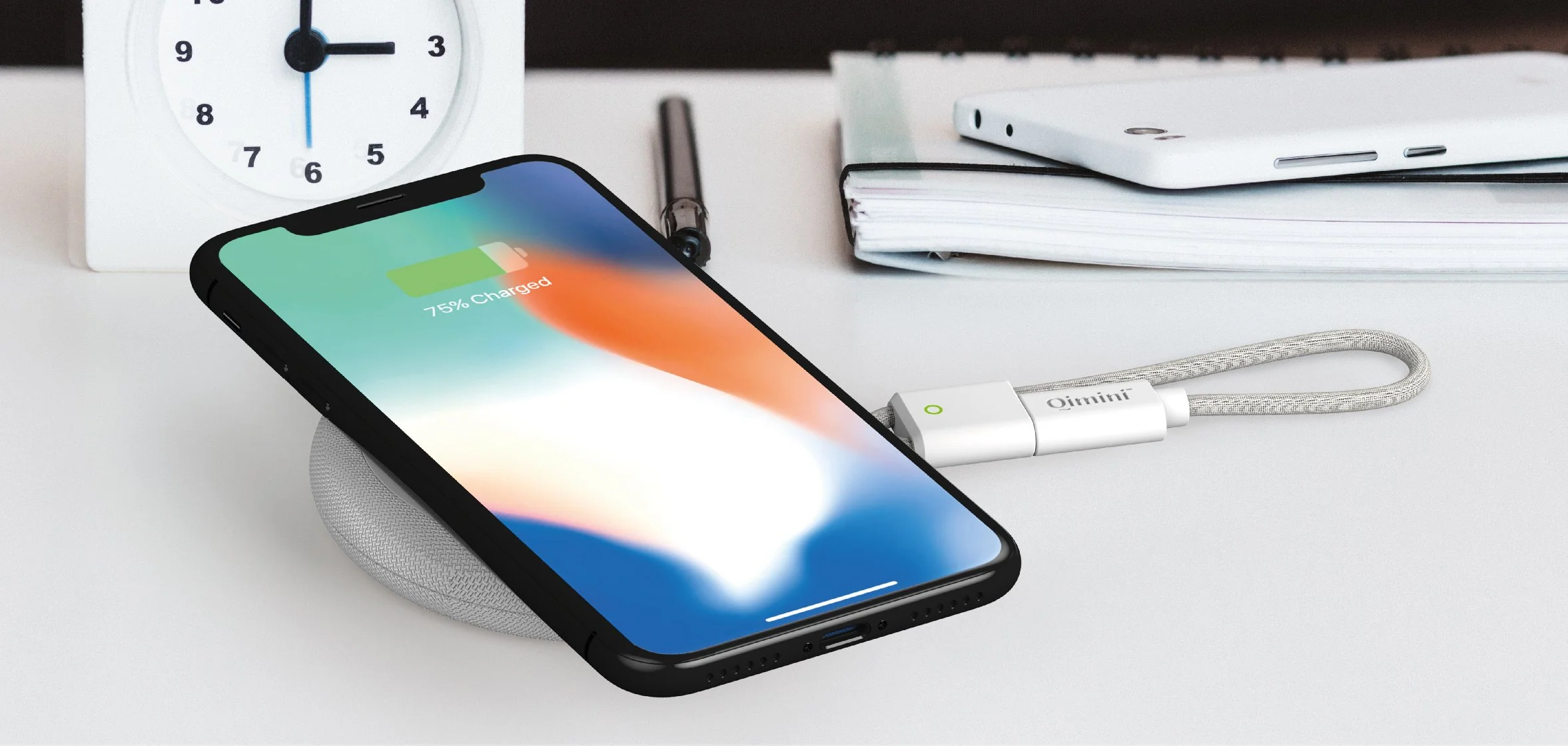 Smartphone on a wireless charger
