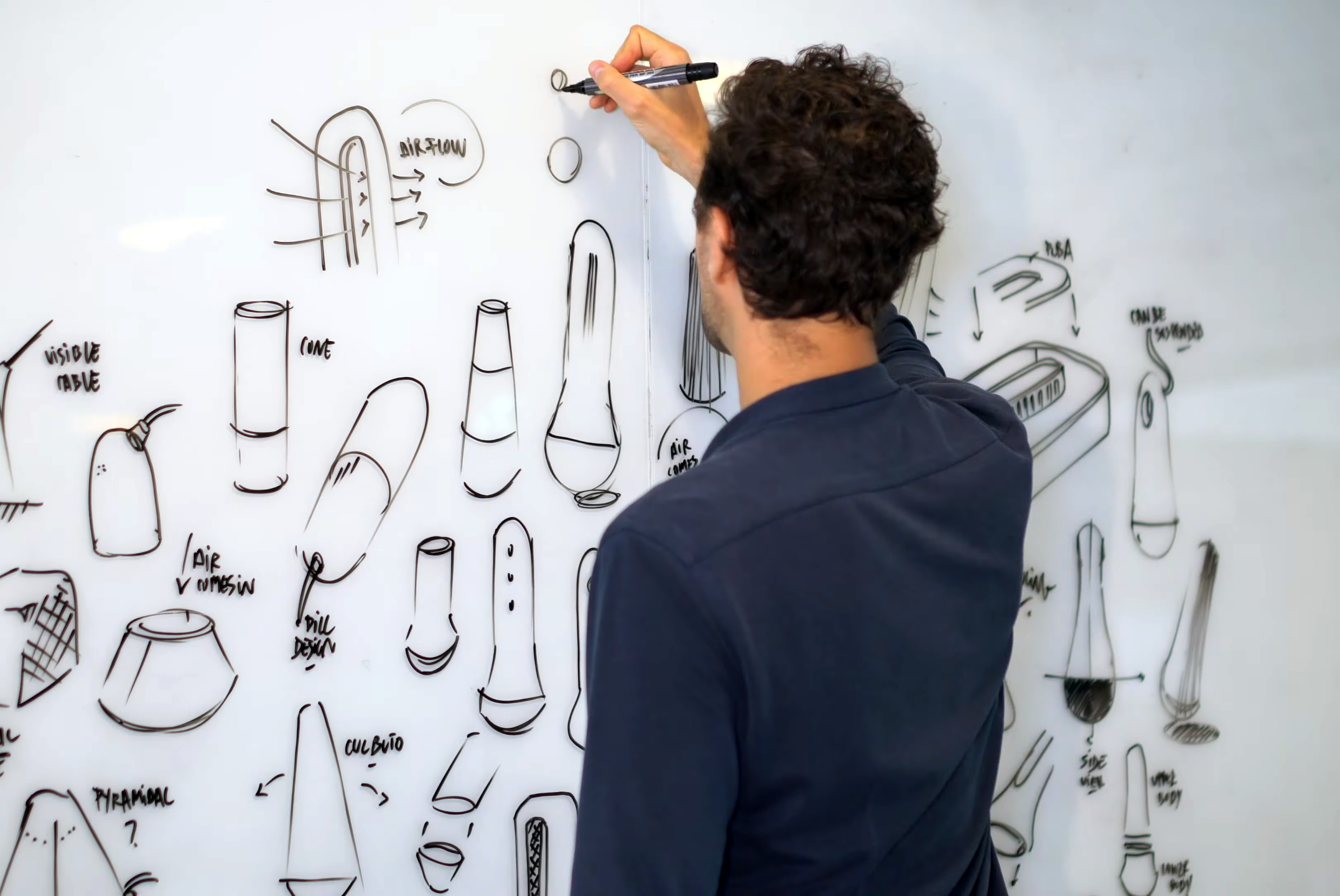 Industrial designer creating product concept sketches