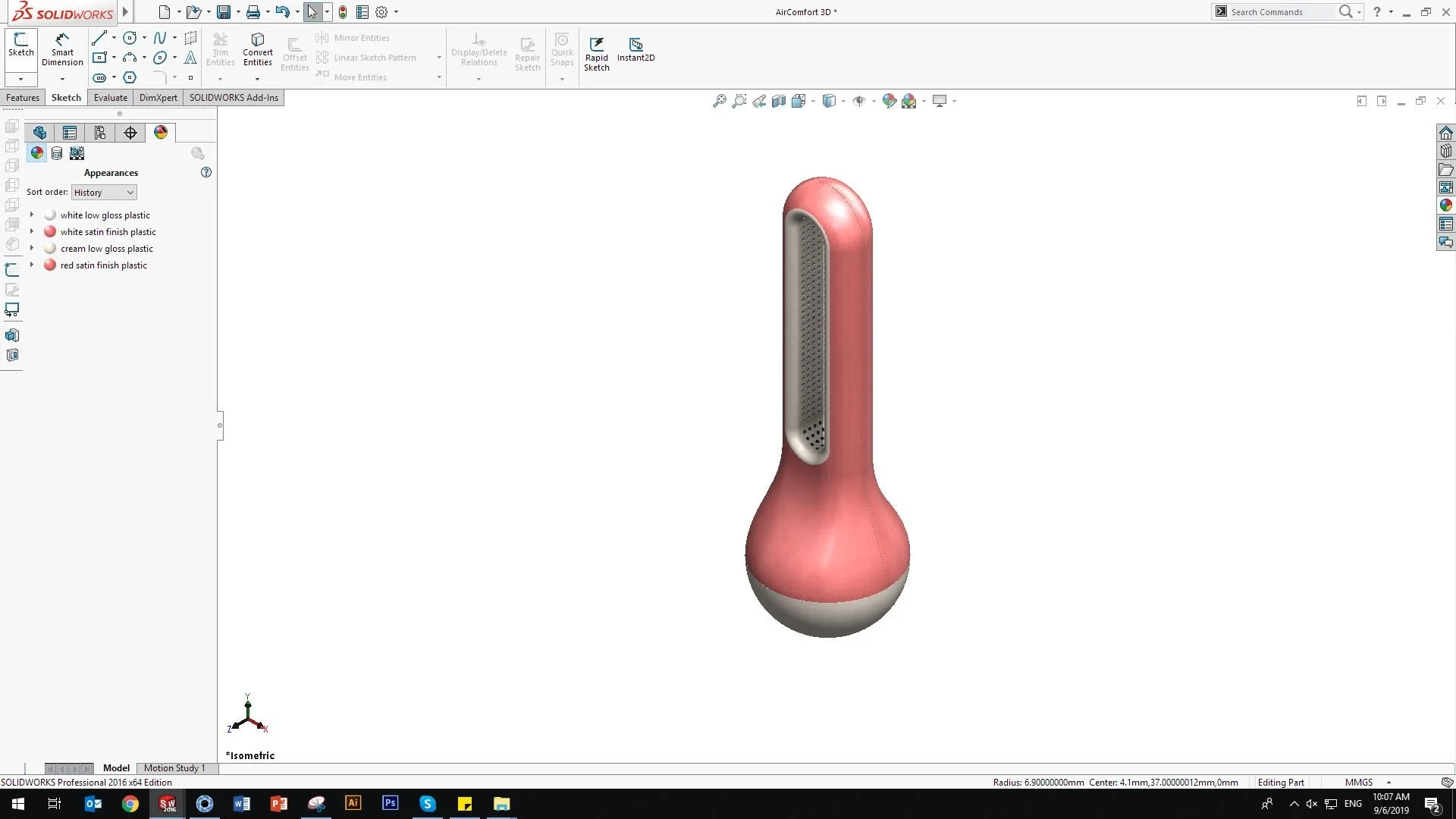 Product concept visualized as a 3D CAD model