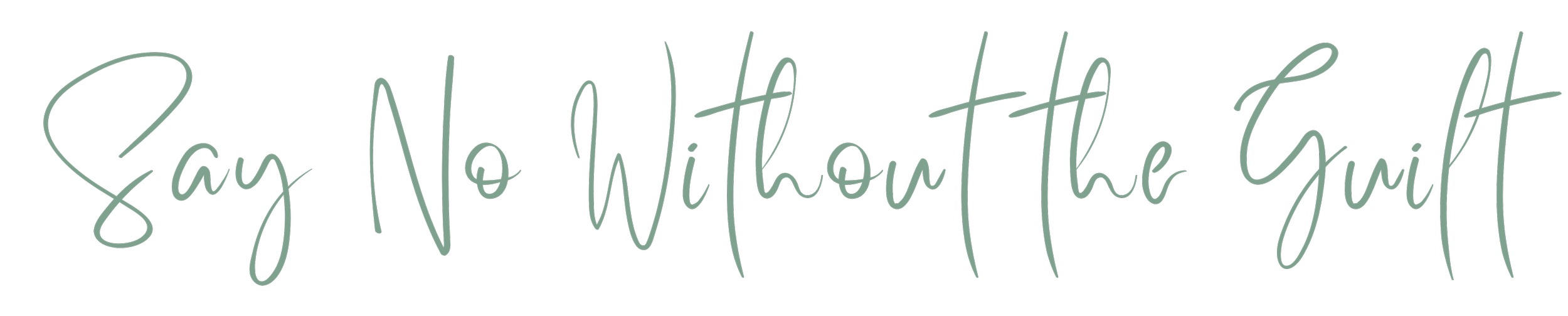 Stylized text reading 'Say No Without the Gut' on a black background.