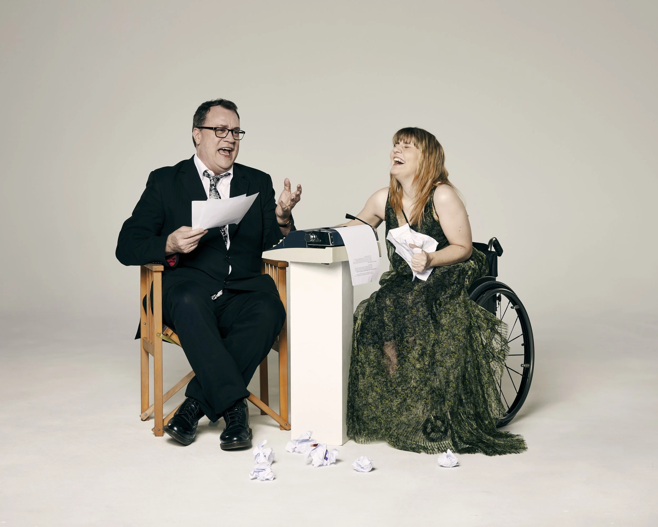 Russell T Davies with Ruth Madeley.