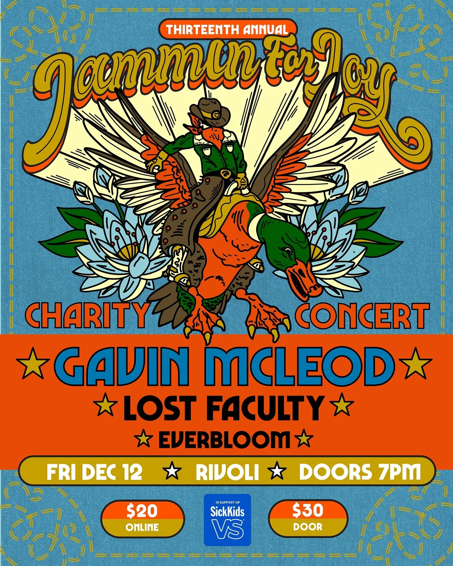 TORONTO.

We&rsquo;re honoured to be back at @rivolitoronto for the 13th annual Jammin for Joy w the lads @gavinthecloud &amp; @everbloomband 

Tickets in bio, all proceeds go to @sickkidsvs

📸: @a.rees_foto