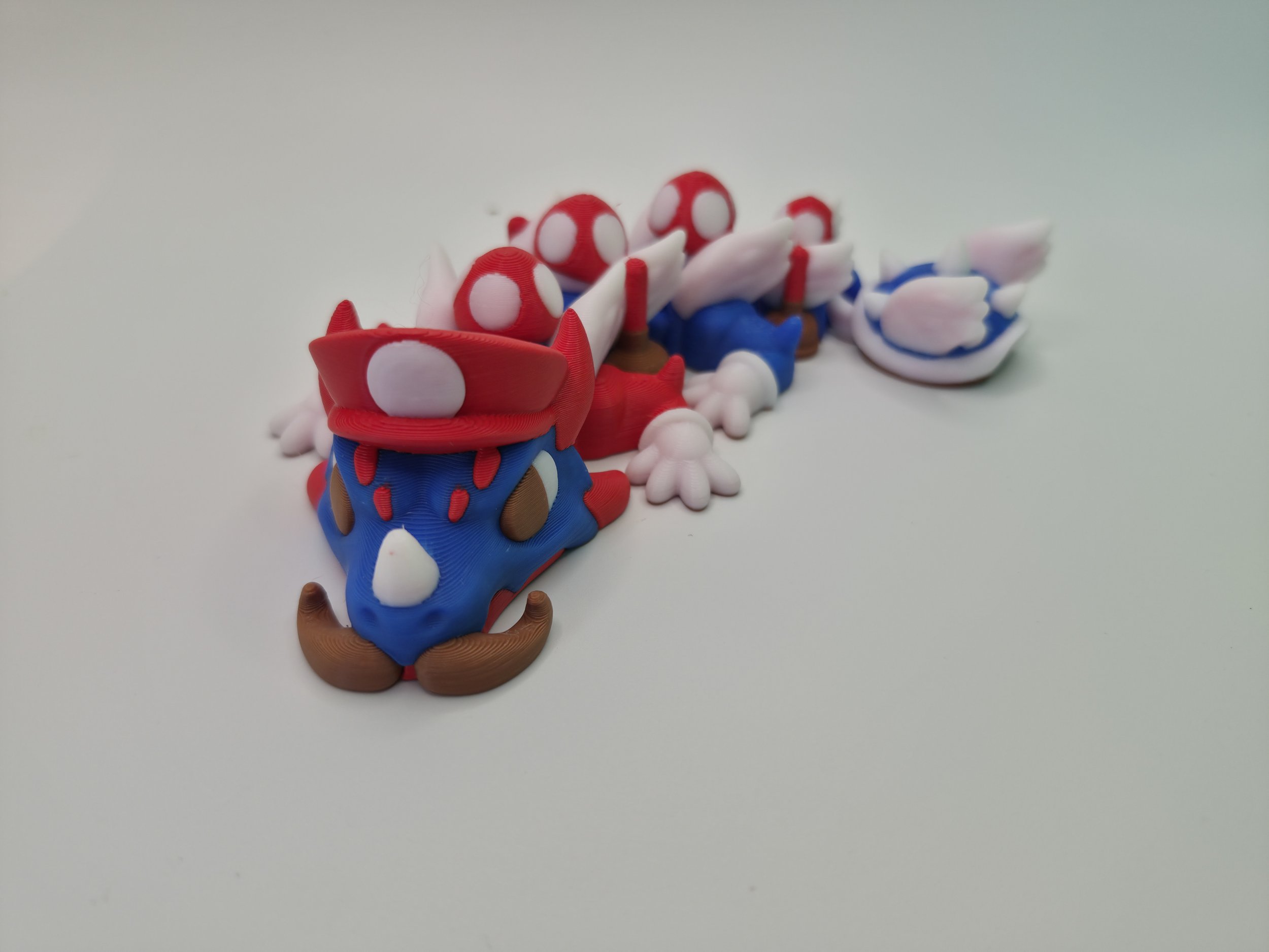 3D Printed Articulated Red Plumber Dragon