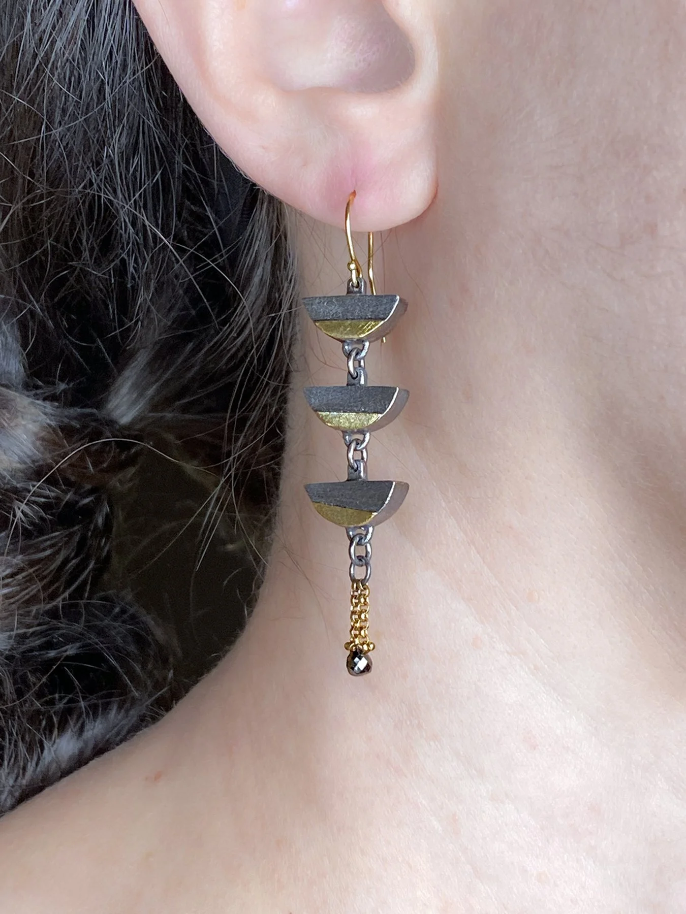 Triple Arrow Earrings with Black Diamond Briolettes on.jpg