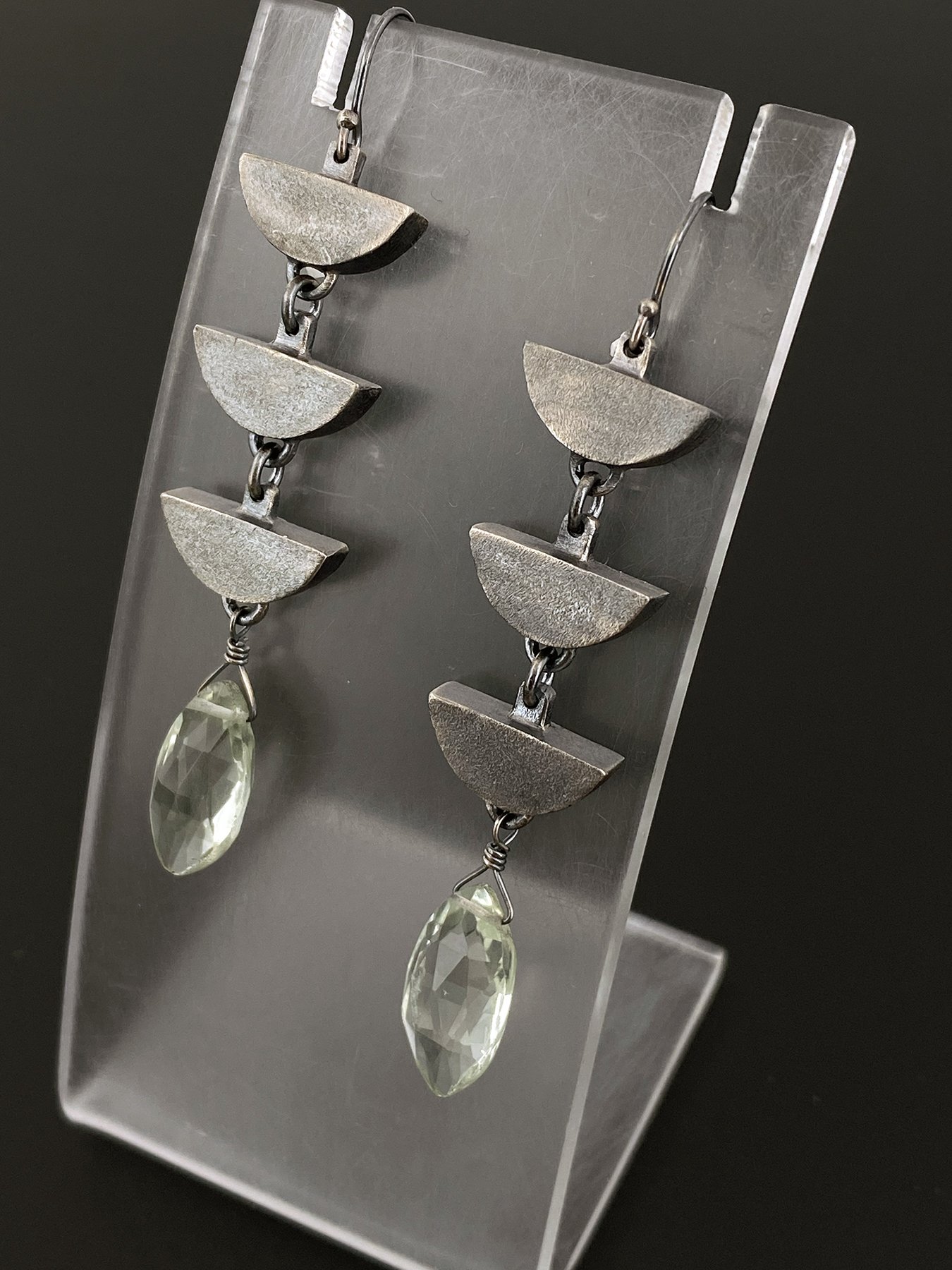 Triple Arrow Earrings with Green Amethyst Marquee Briolettes 3.jpg