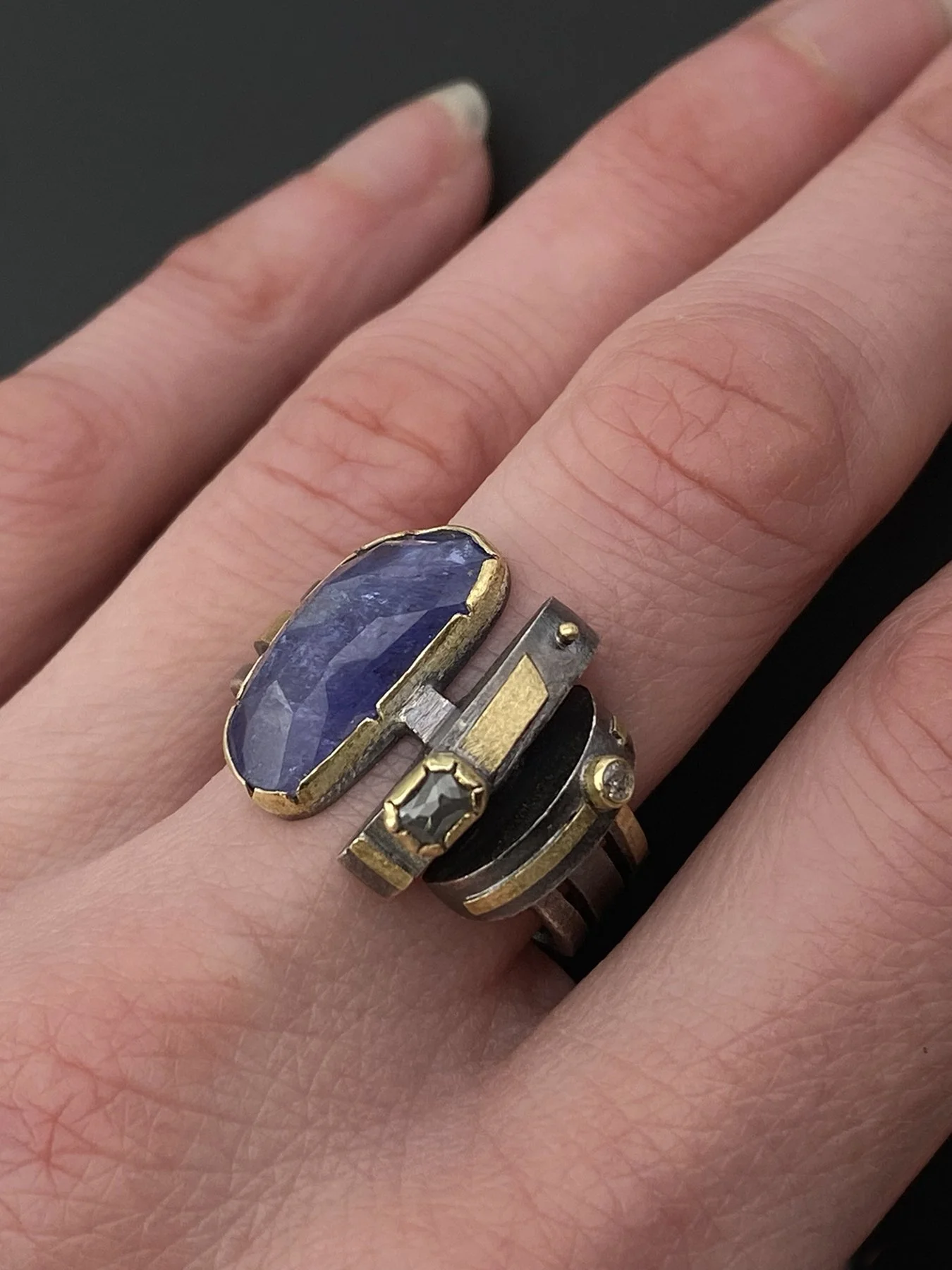 Tanzanite and Diamond Finger Units on hand.jpg