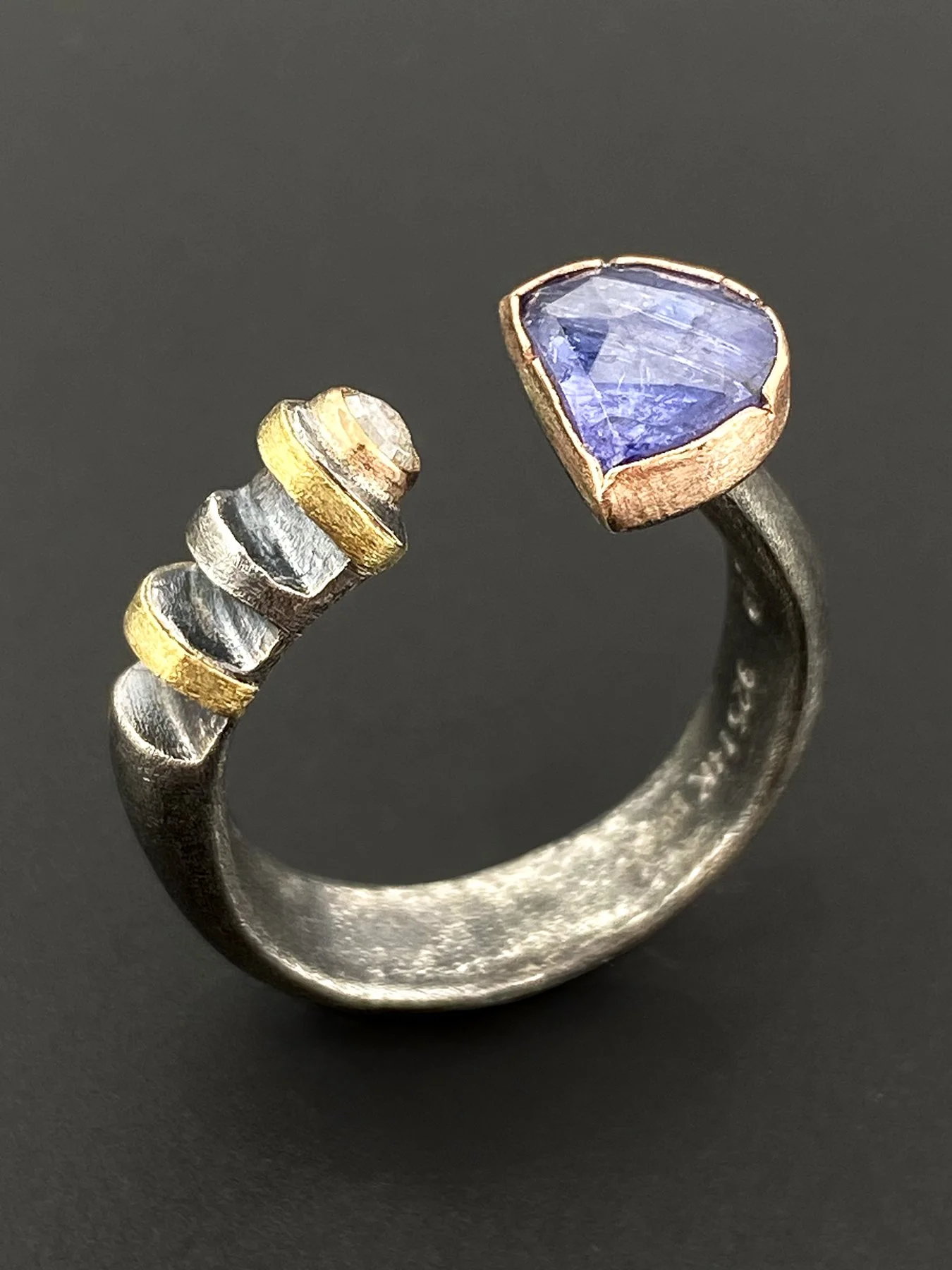 Tanzanite and Rose Cut Diamond Cut Ring 1.jpg