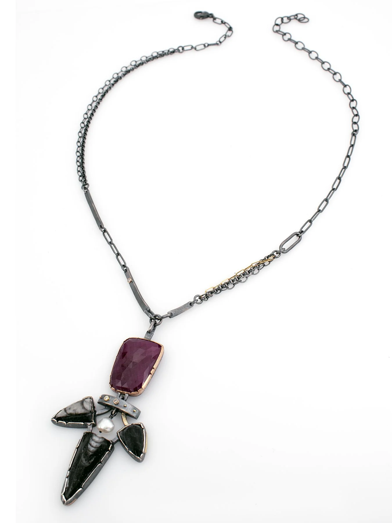 Ruby and Triple Fossil Pearl Diamond Pendant 4.jpg