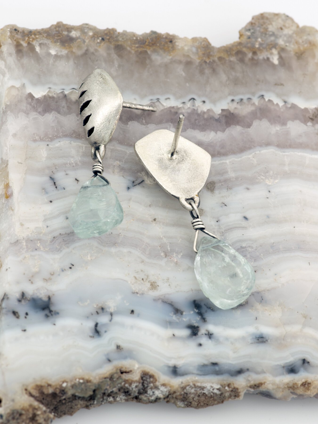 Pierced post earrings with Aqua 2.jpg