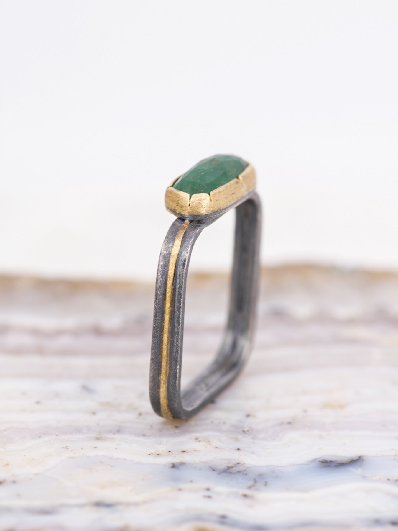 Long Oval Emerald Square Band with Gold through Band 6.jpg