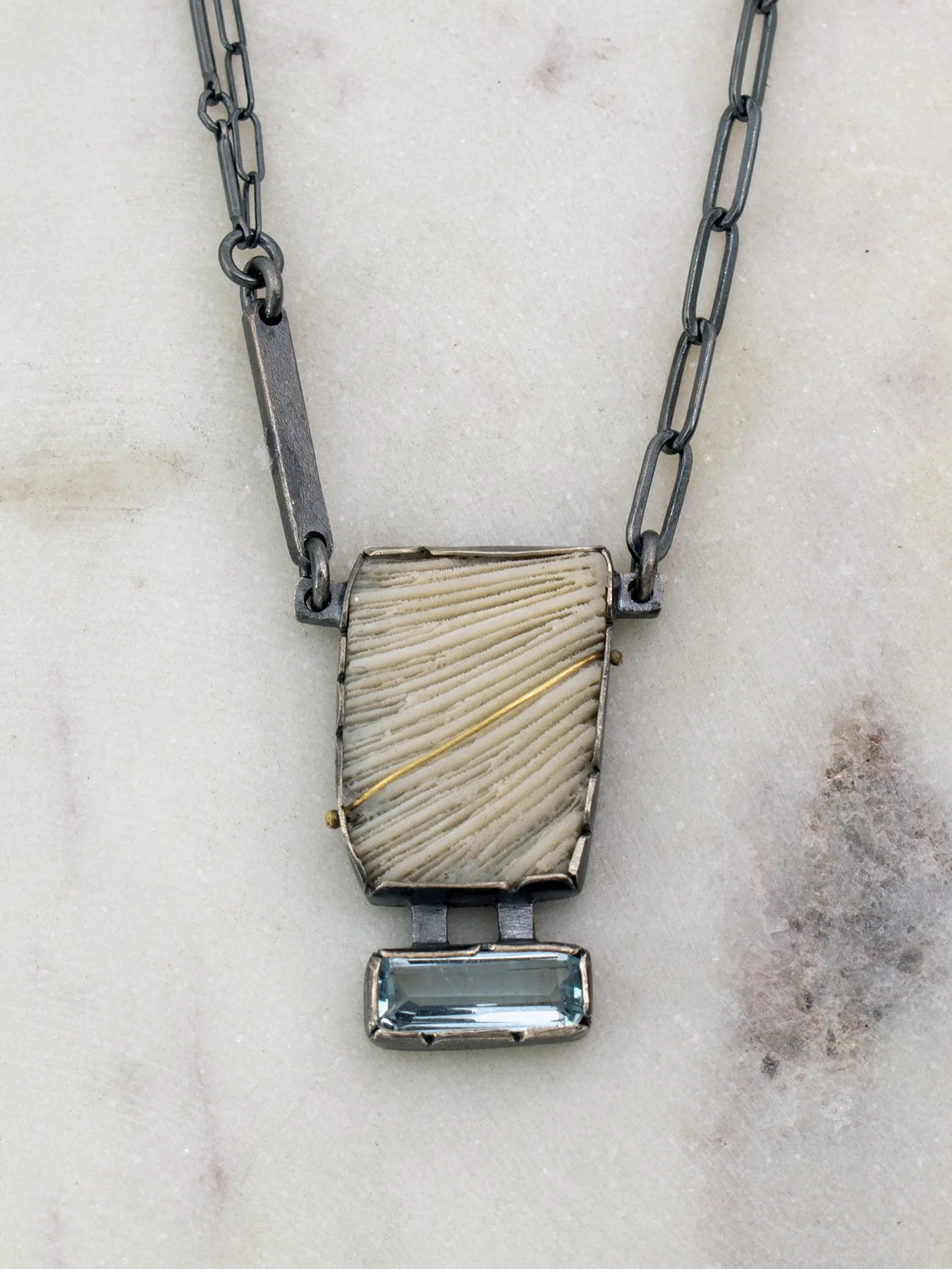 Rectangle Coral and Aqua Pendant with Gold Line 1.jpg