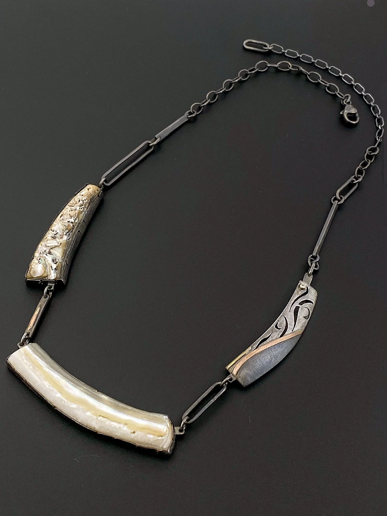 Double Abalone and Pierced Necklace with Diamond Accent black 1.jpg