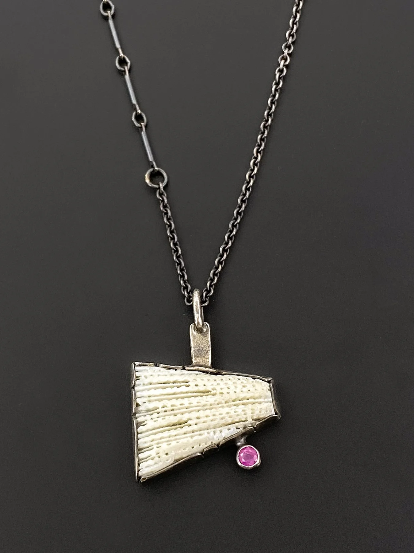 Trapezoid Coral Pendant with Ruby 1.jpg