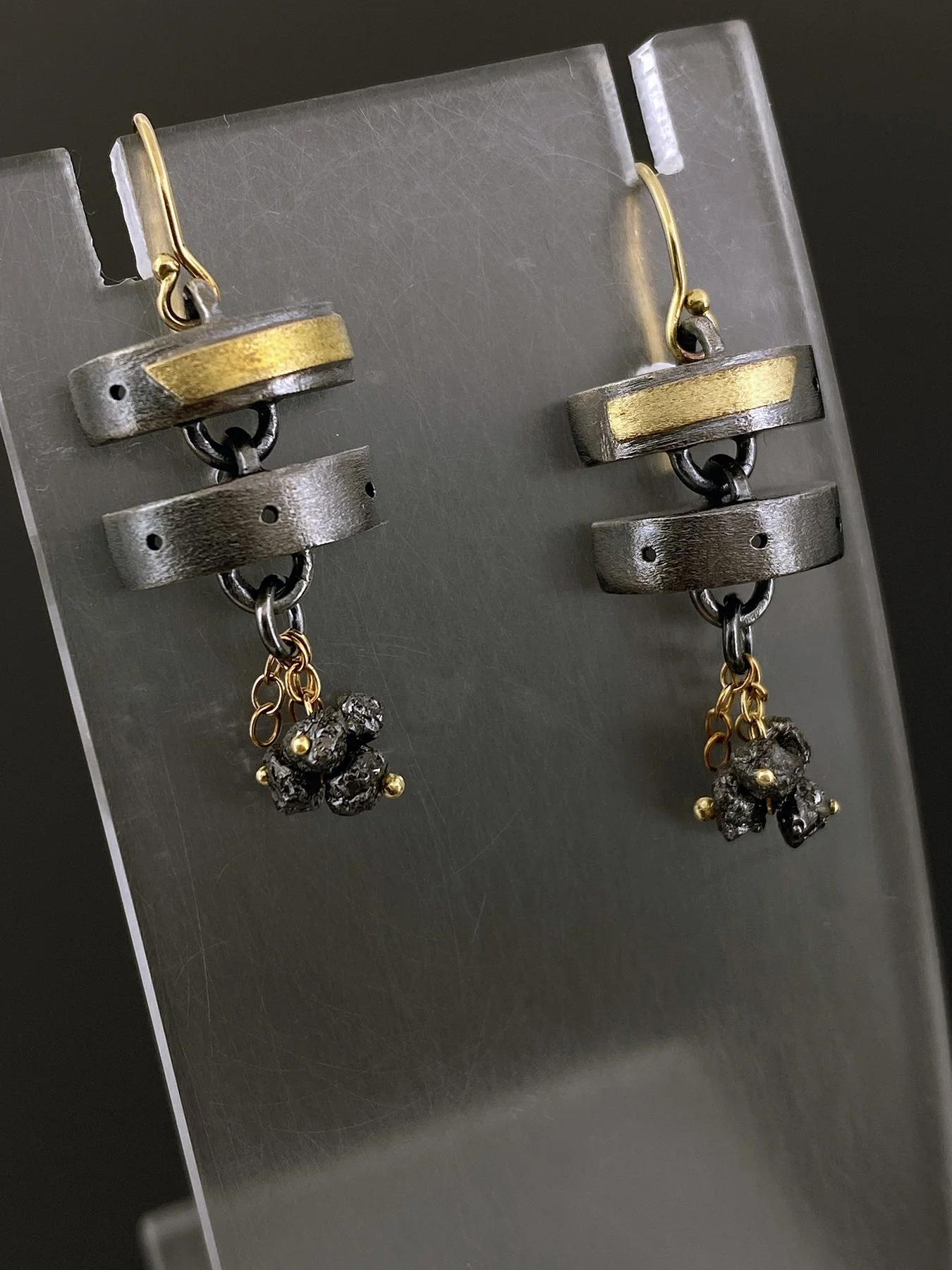 Double Unit Linked Earrings with Rough Diamond Beads 3.jpg