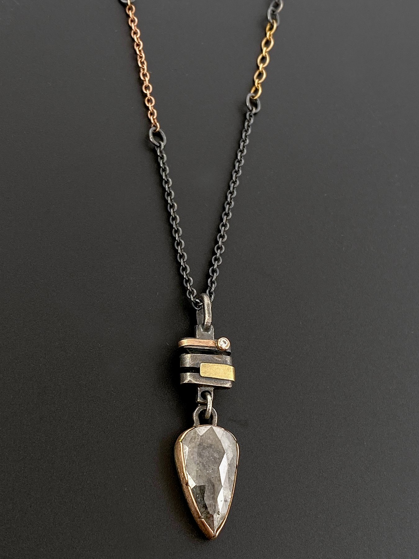 Salt and Pepper Diamond Stacked Bail Pendant