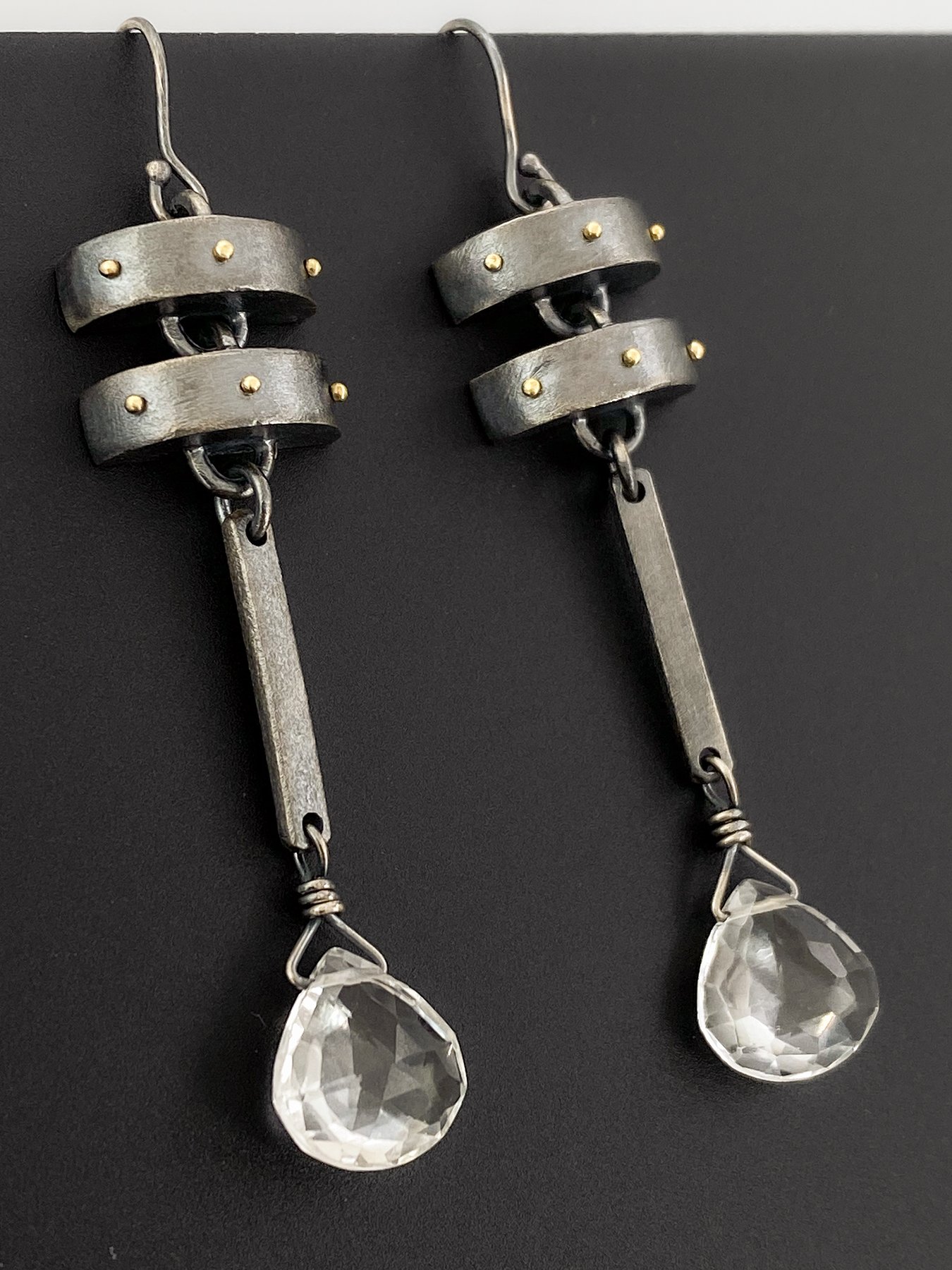 Double Unit Linked Earrings with White Topaz Briolettes 1.jpg