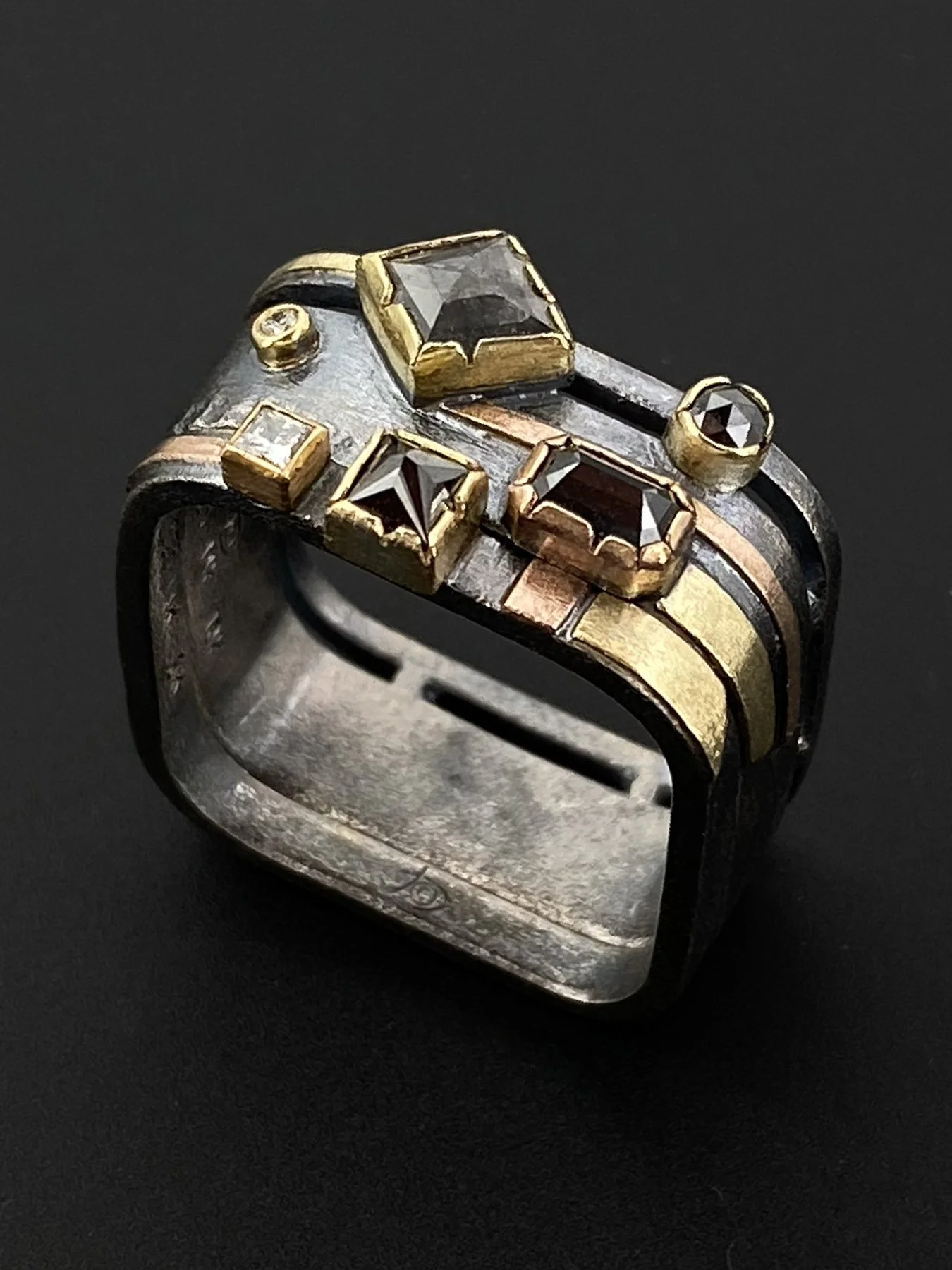 Geometric Diamonds on Square Band Ring Stack Combo 1.jpg