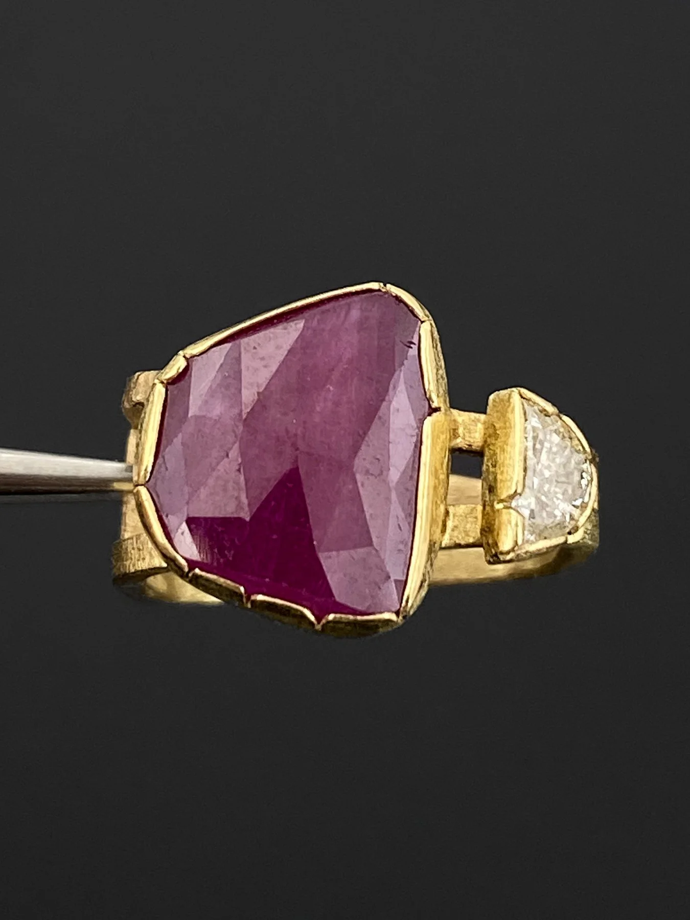 Ruby and Halfmoon Diamond on an Angled Square Band on black 4.jpg