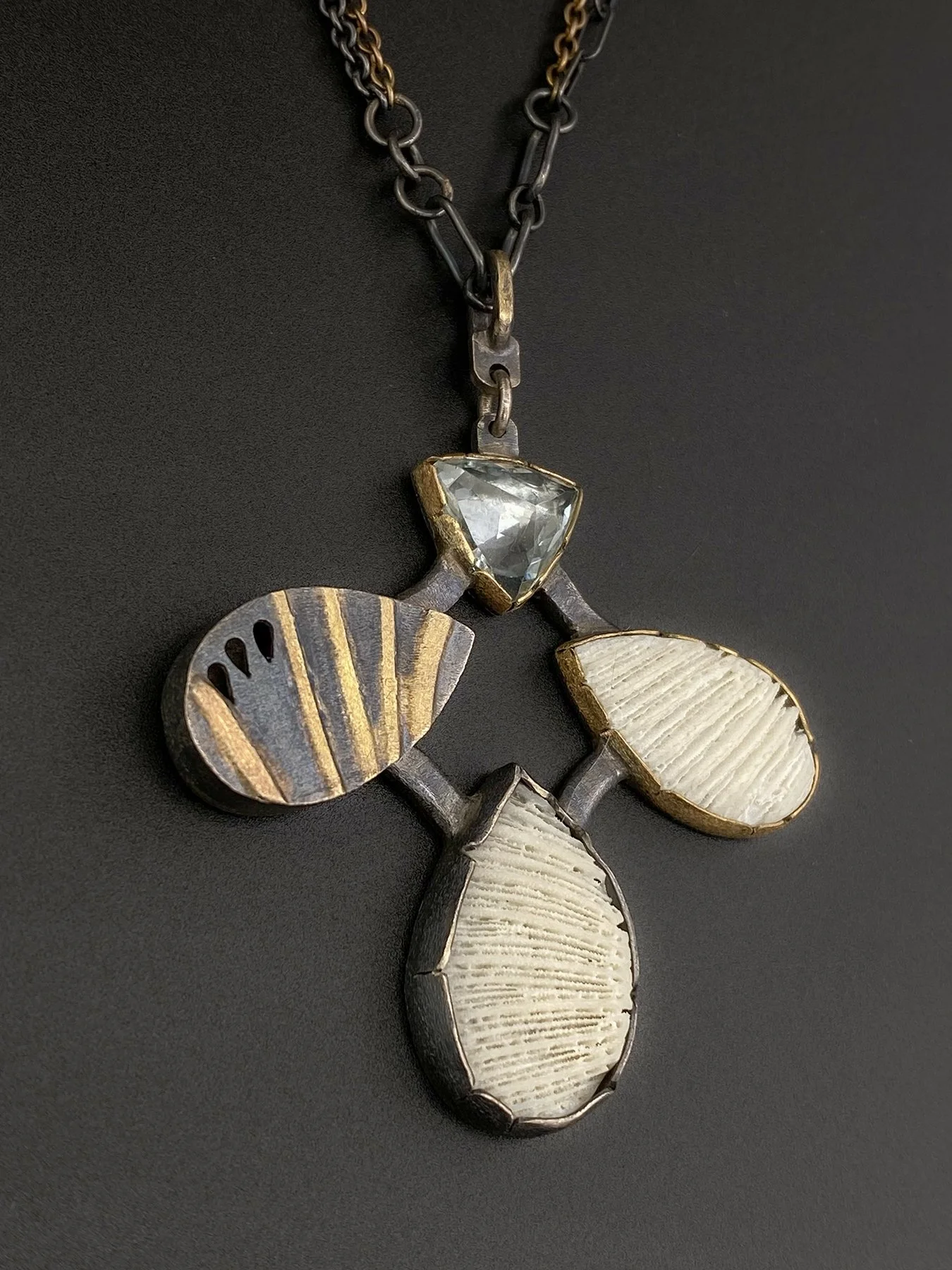 Trillion Aquamarine & Asymmetrical Coral Drop Pendant 1.jpg