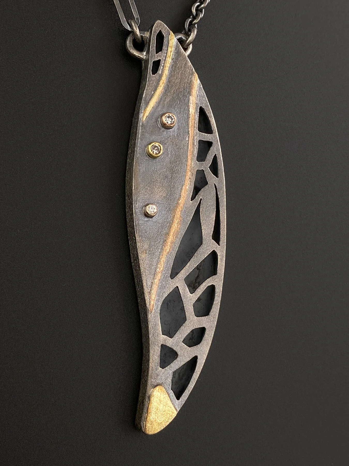 Feather Ajouré Diamond Pendant