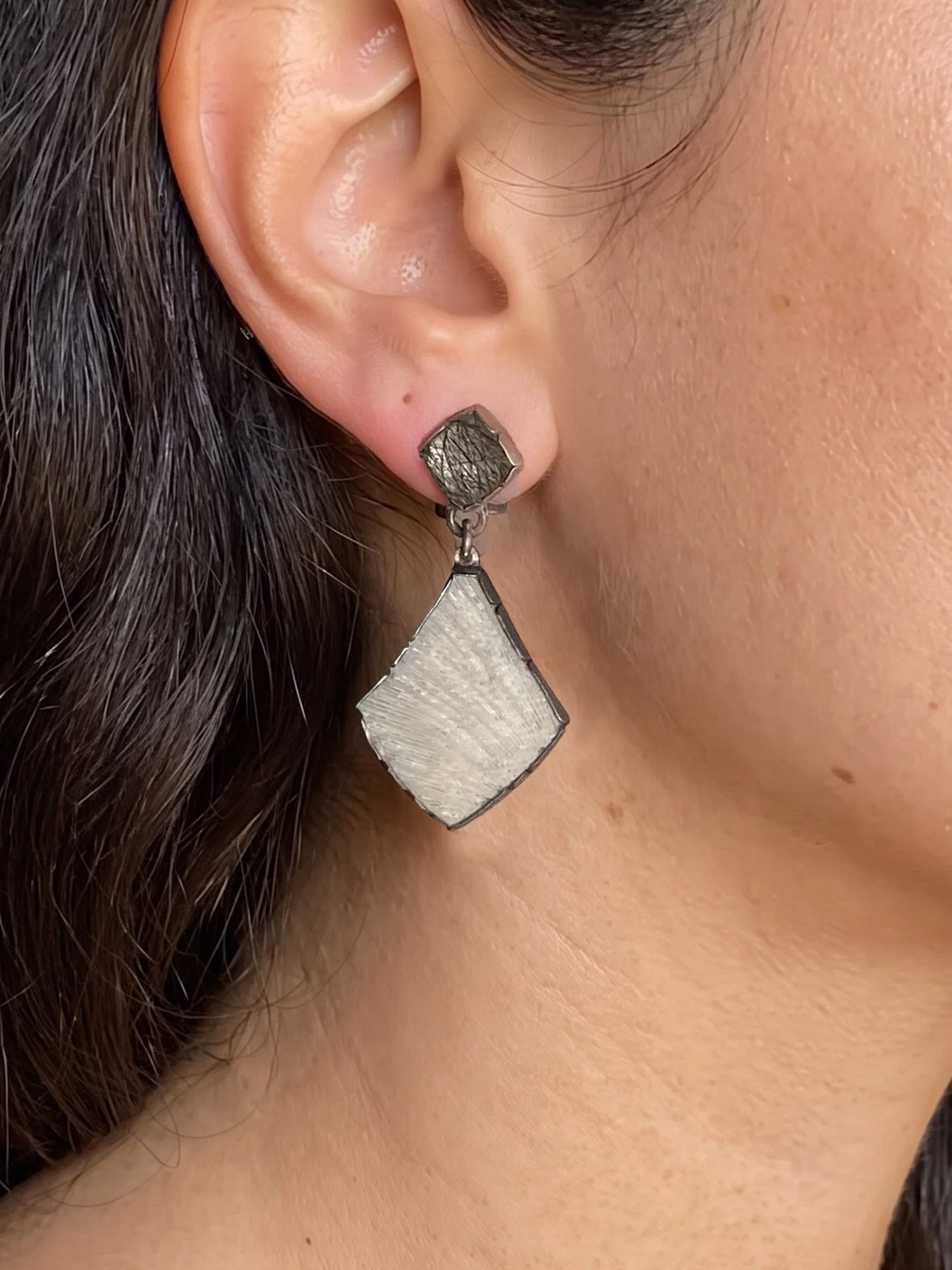 Tourmalinated Quartz Post Earrings with Coral on.jpg