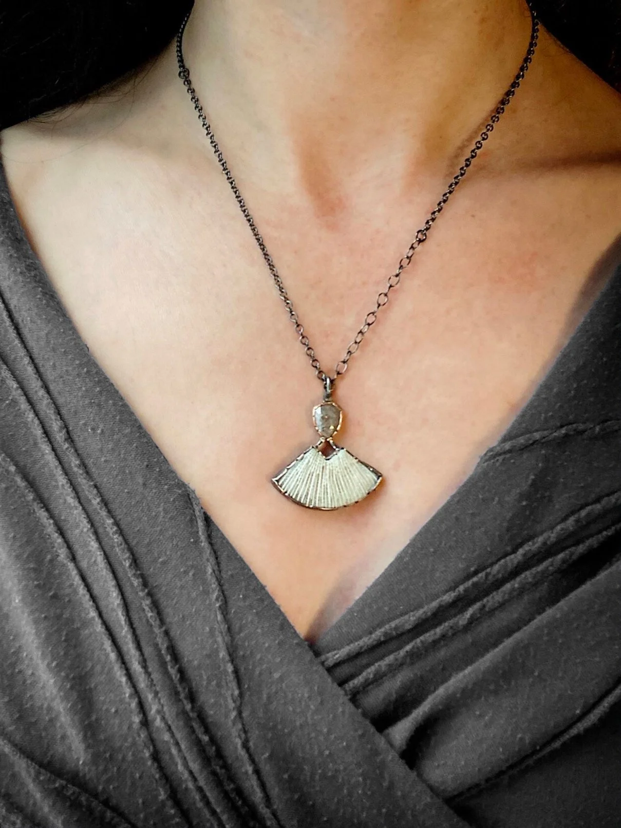 Pear+Grey+Rose+Cut+Diamond+with+spray+coral+pendant+on+copy.jpg