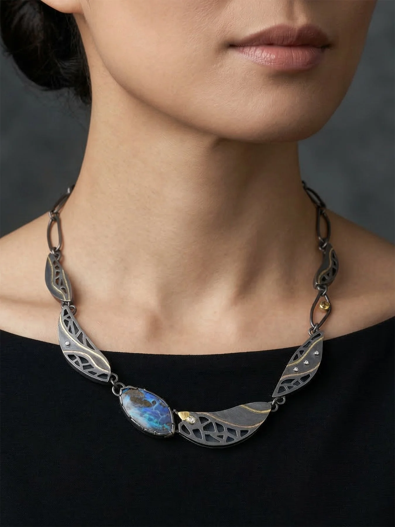 Pierced Necklace with Opal and Diamond on model 2.jpg