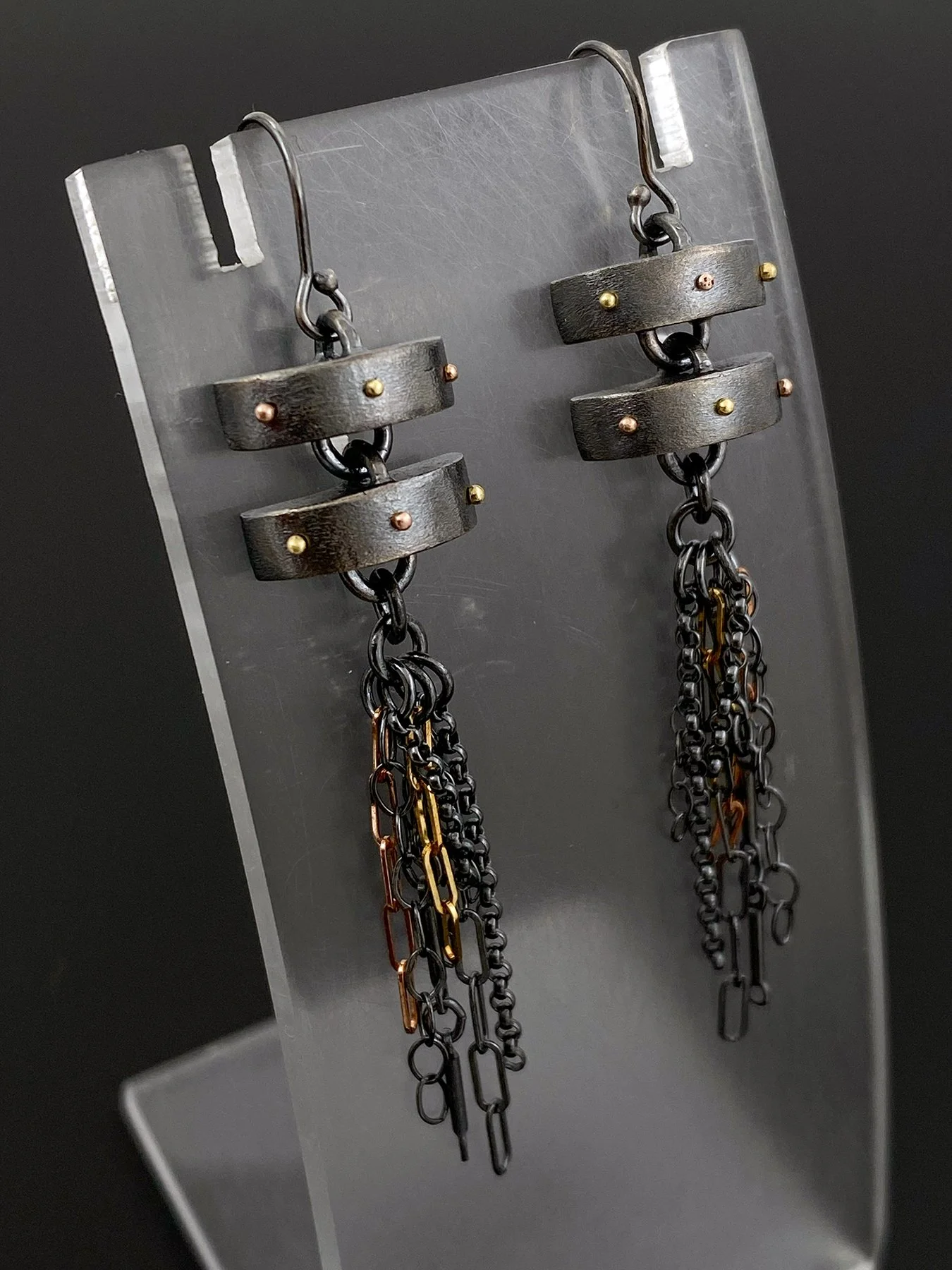 Double Unit Linked Earrings with Chain Fringe 3.jpg