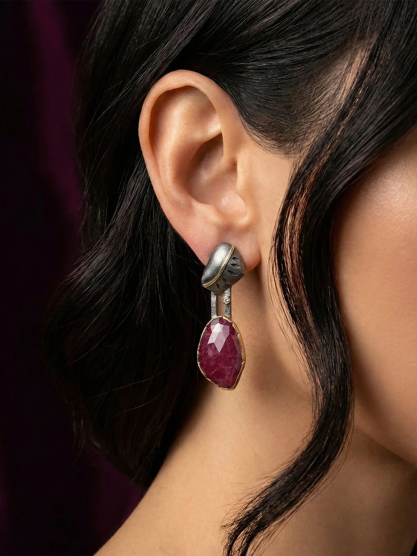 Ruby and Diamond Post Earrings on 2.jpg